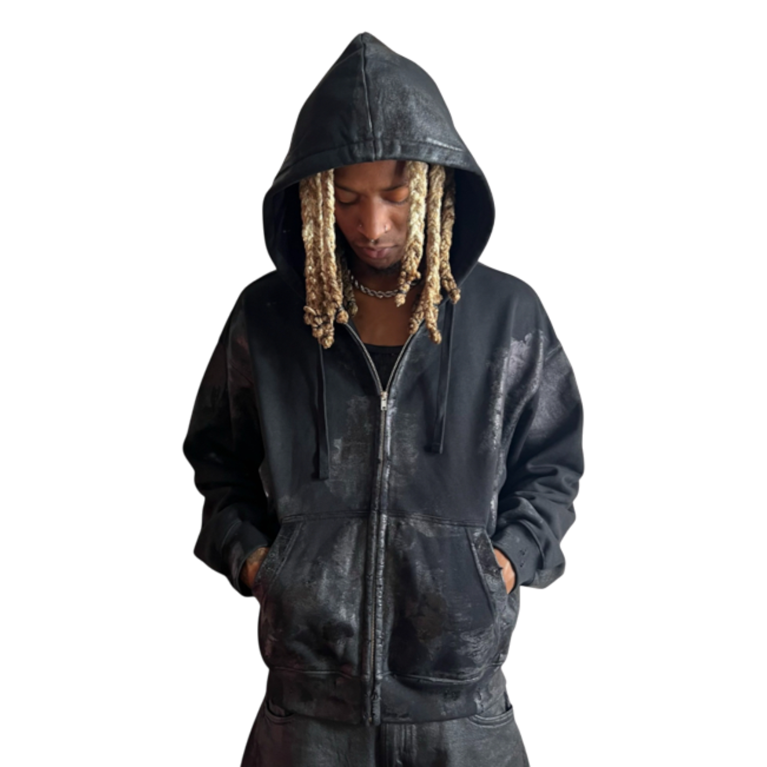 Melted Foil Zip-Up Hoodie