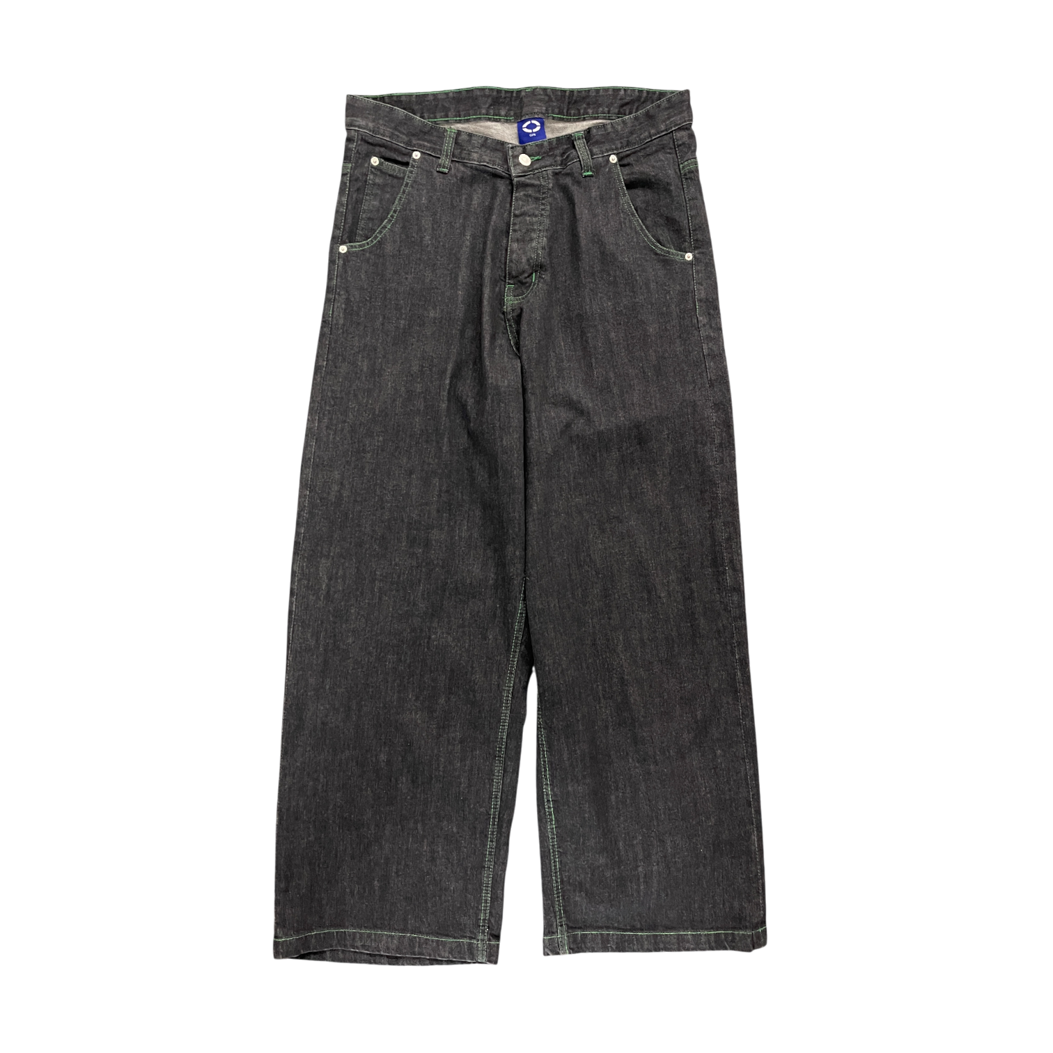 WIDE LEG SELVEDGE, DARK INDIGO/GREEN STITCH