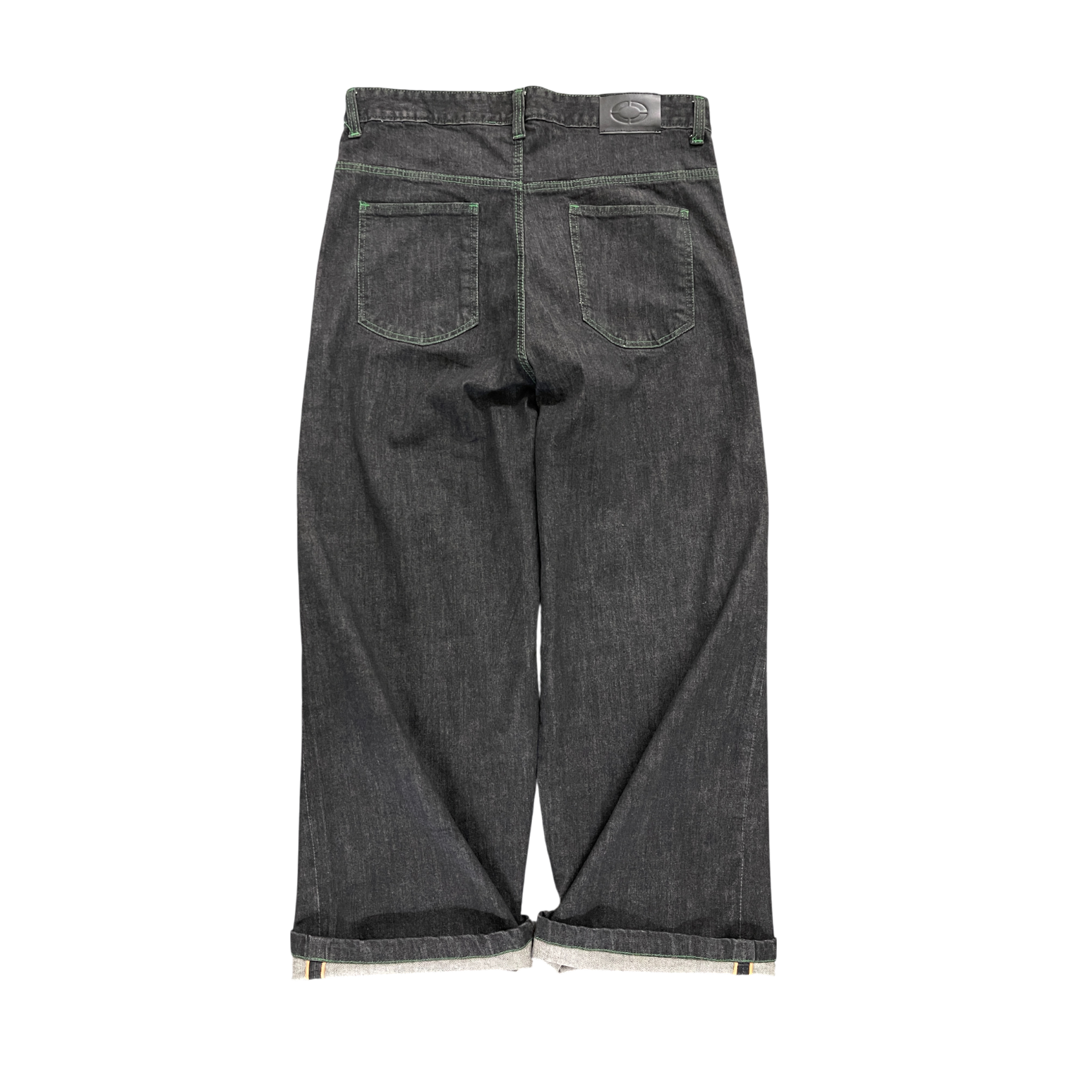 WIDE LEG SELVEDGE, DARK INDIGO/GREEN STITCH