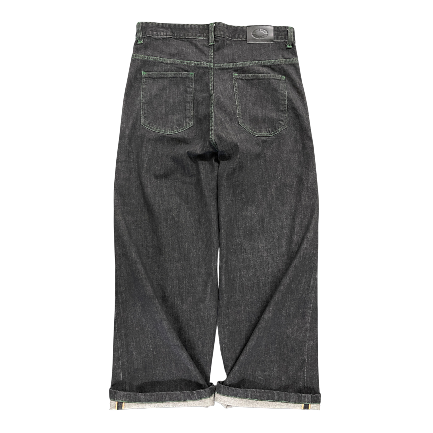 WIDE LEG SELVEDGE, DARK INDIGO/GREEN STITCH