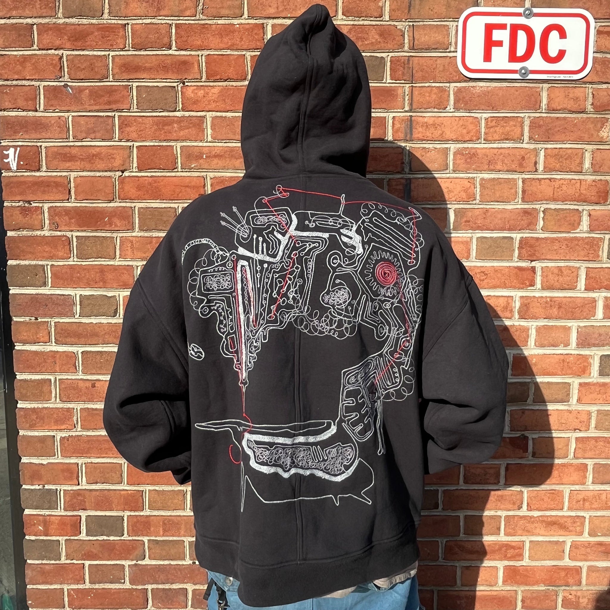 Machine Chainstitch Hoodie - Red