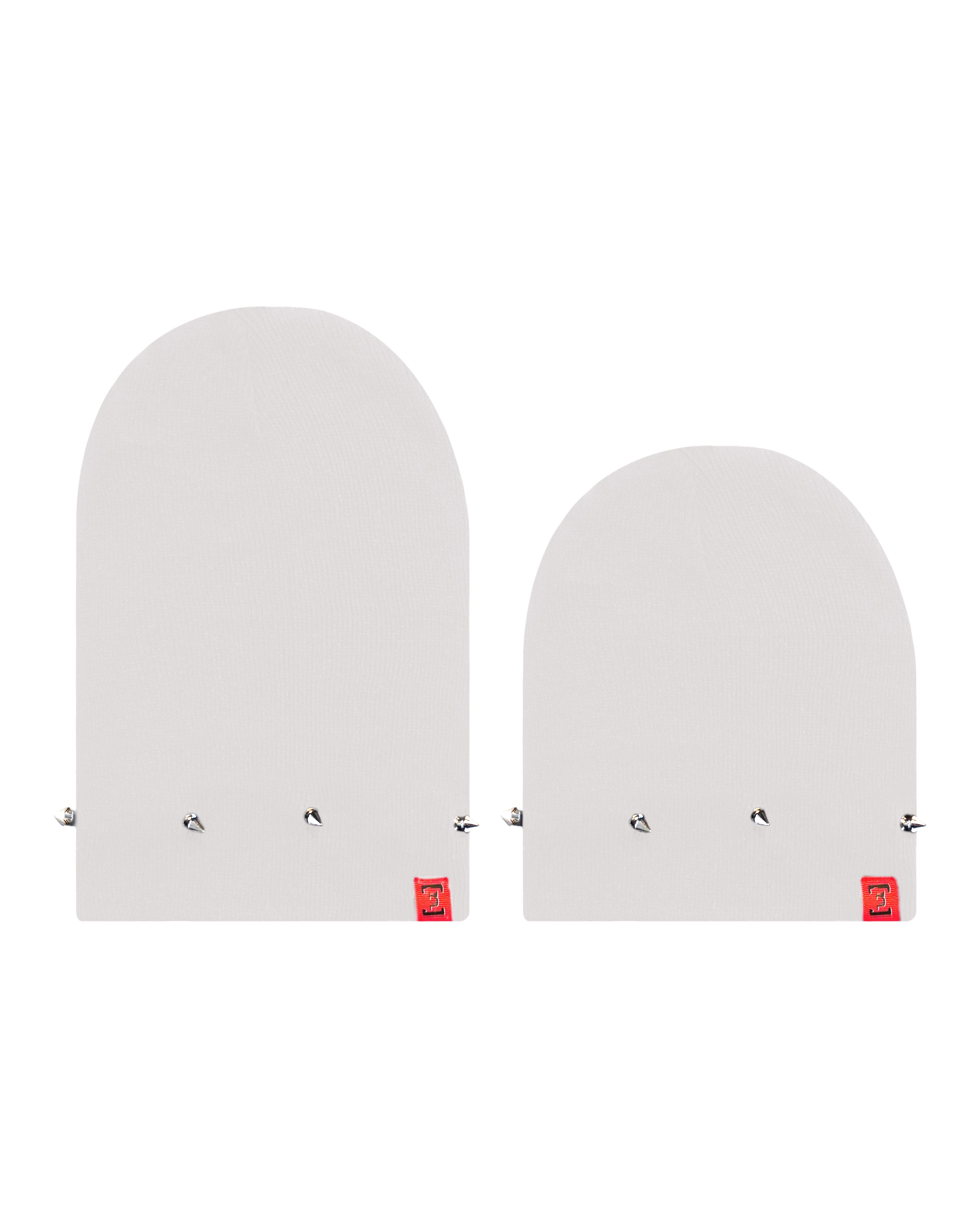 Short Spiked Rib-Knit Beanie (White)