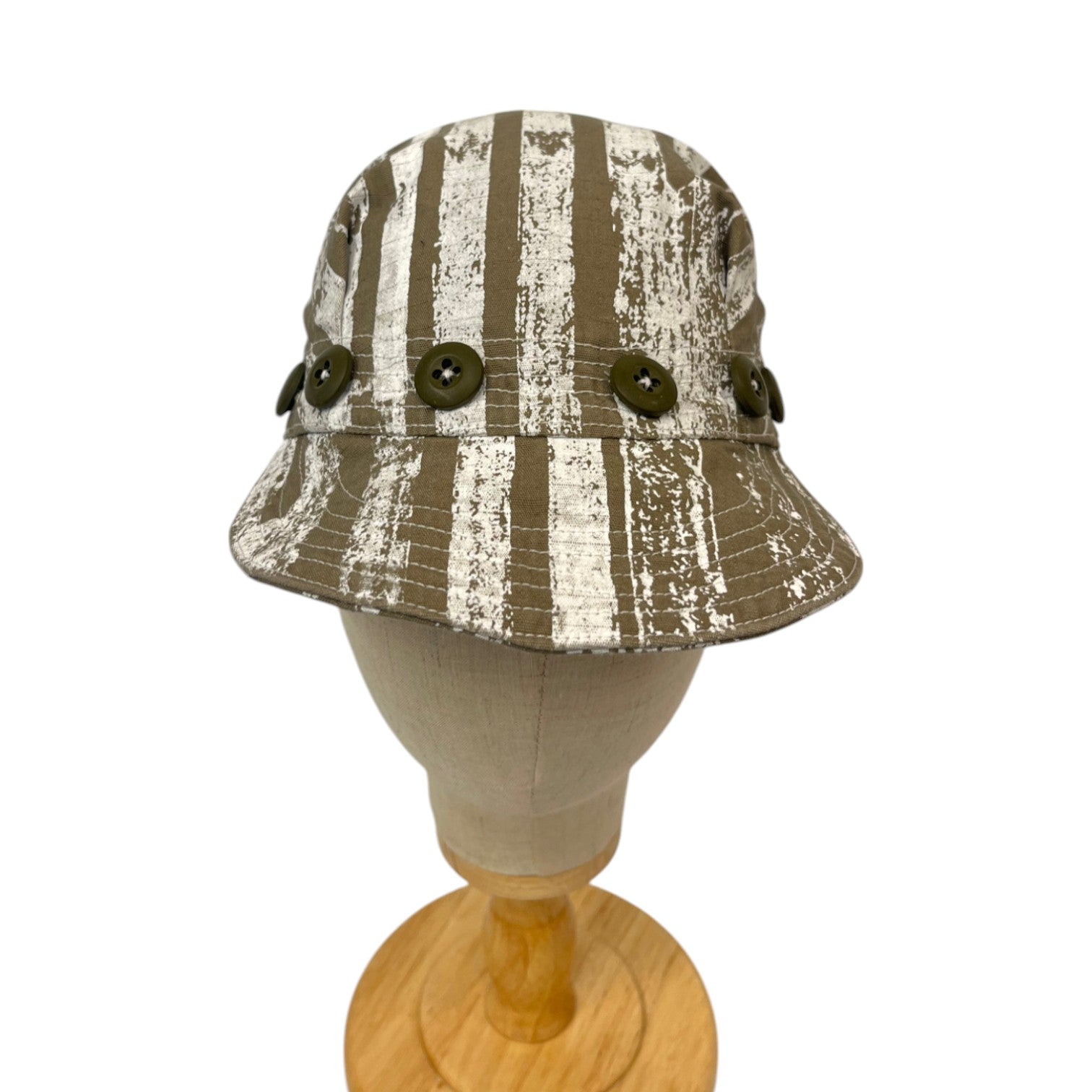 Pleated Mechanics Cap - Striped Cotton Ripstop