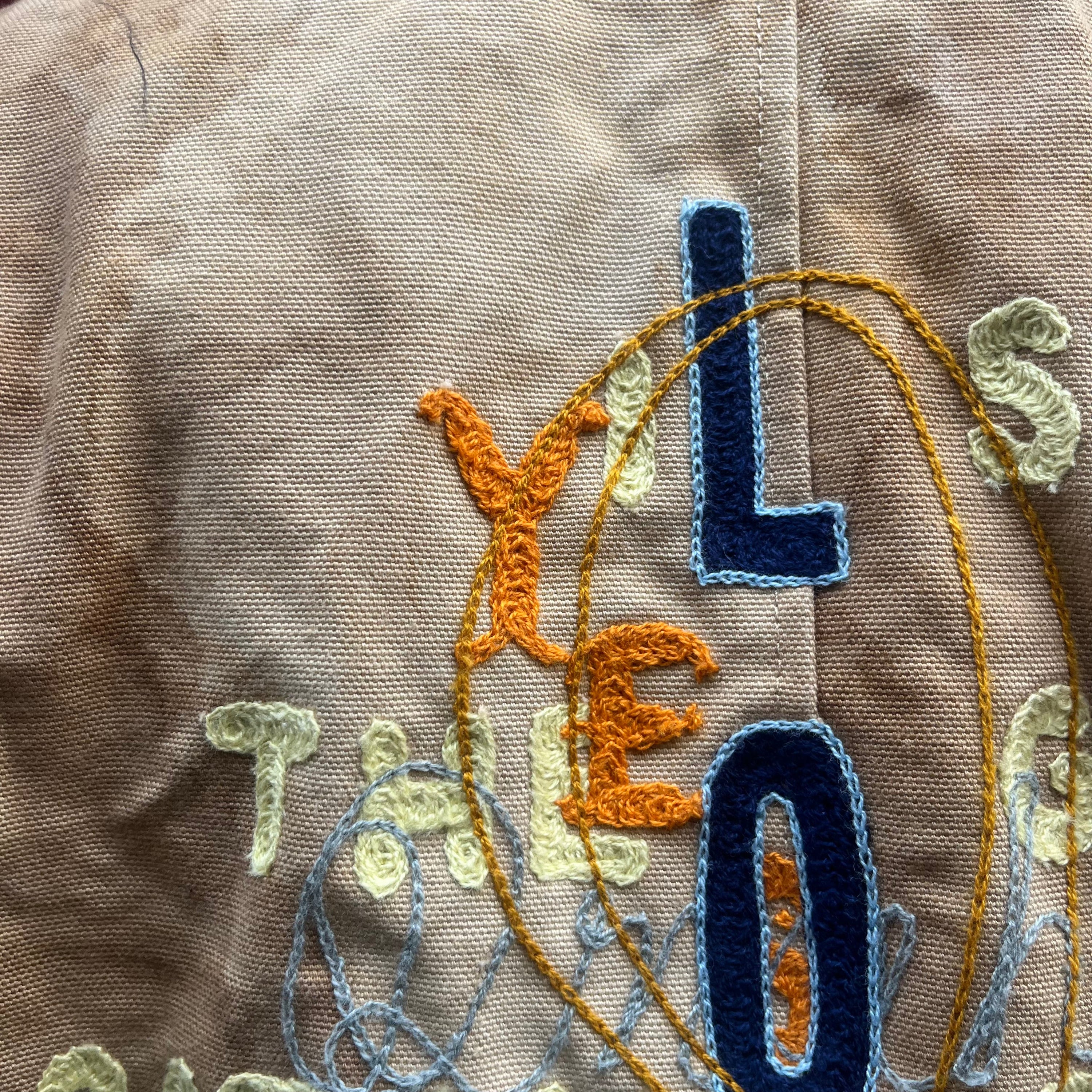 Synch Vest - Persimmon Canvas With Chainstitch Text Smear #2