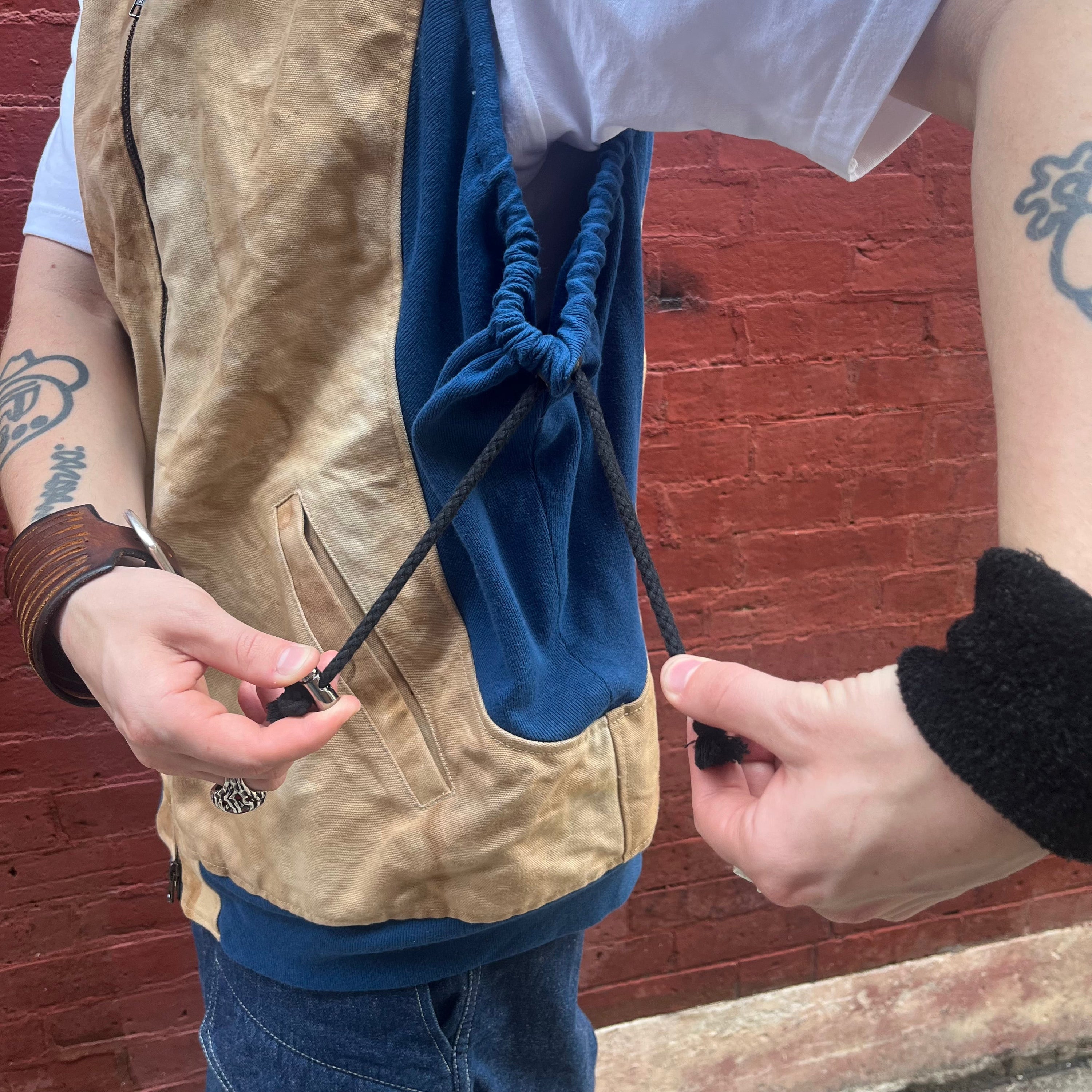 Synch Vest - Persimmon Canvas With Chainstitch Text Smear #2