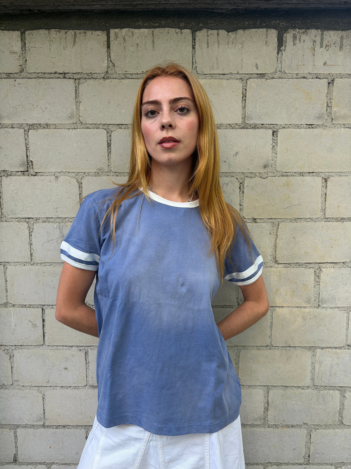 ASSAN RINGER TEE - Washed Blue