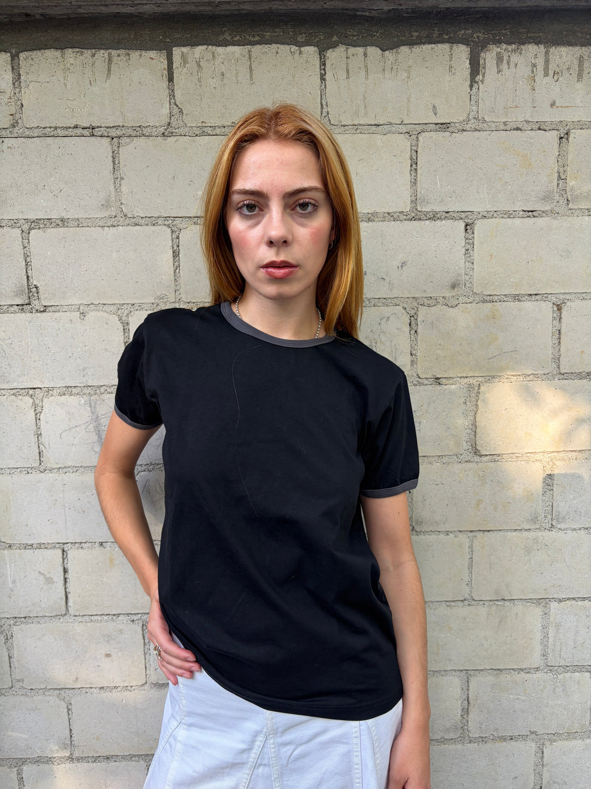 ASSAN RINGER TEE - Black / Grey