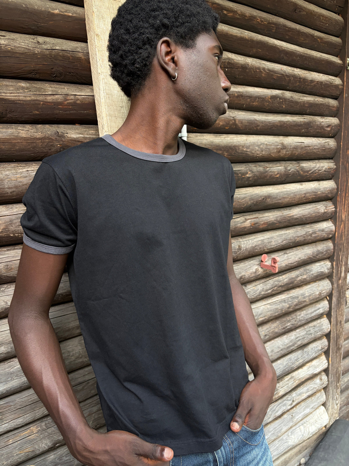 ASSAN RINGER TEE - Black / Grey