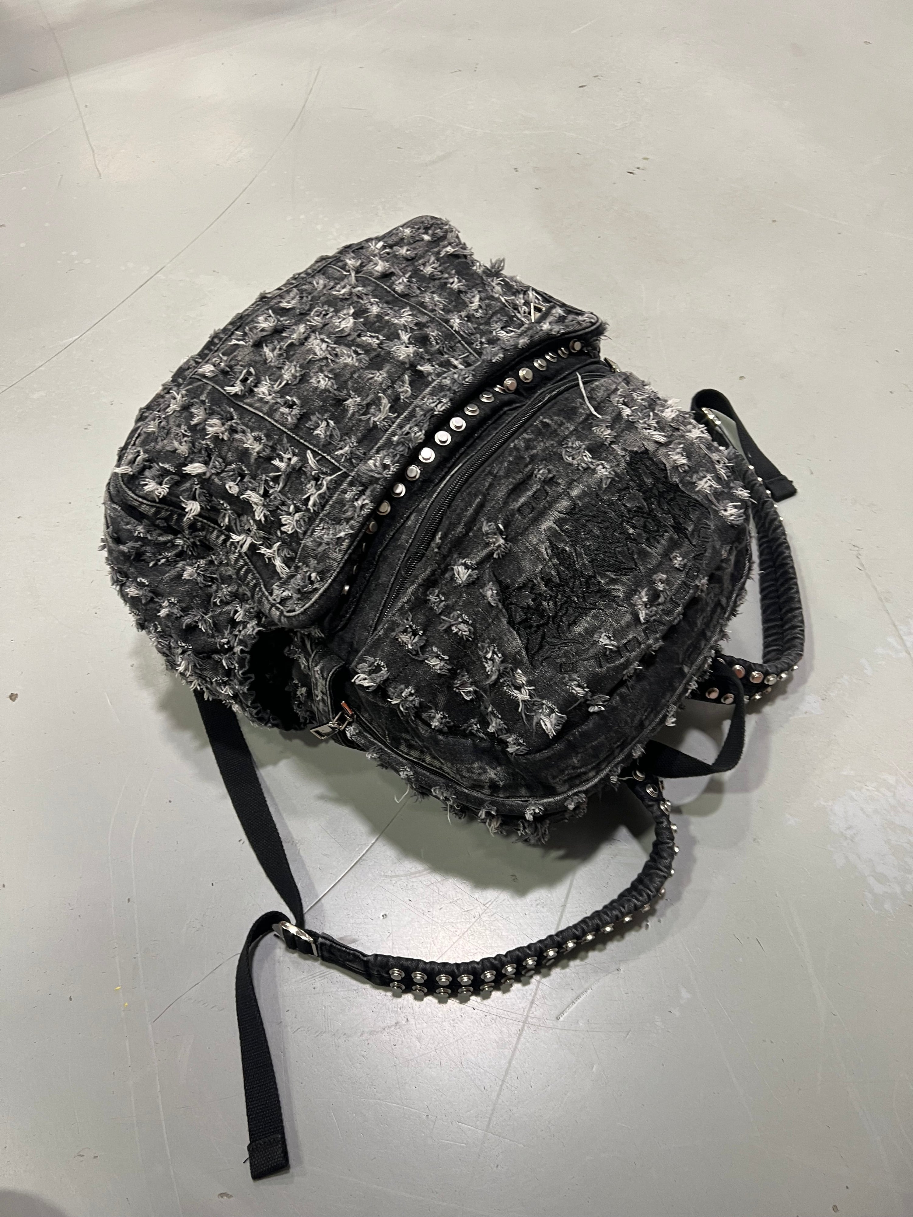 TRASHED DENIM BACKPACK