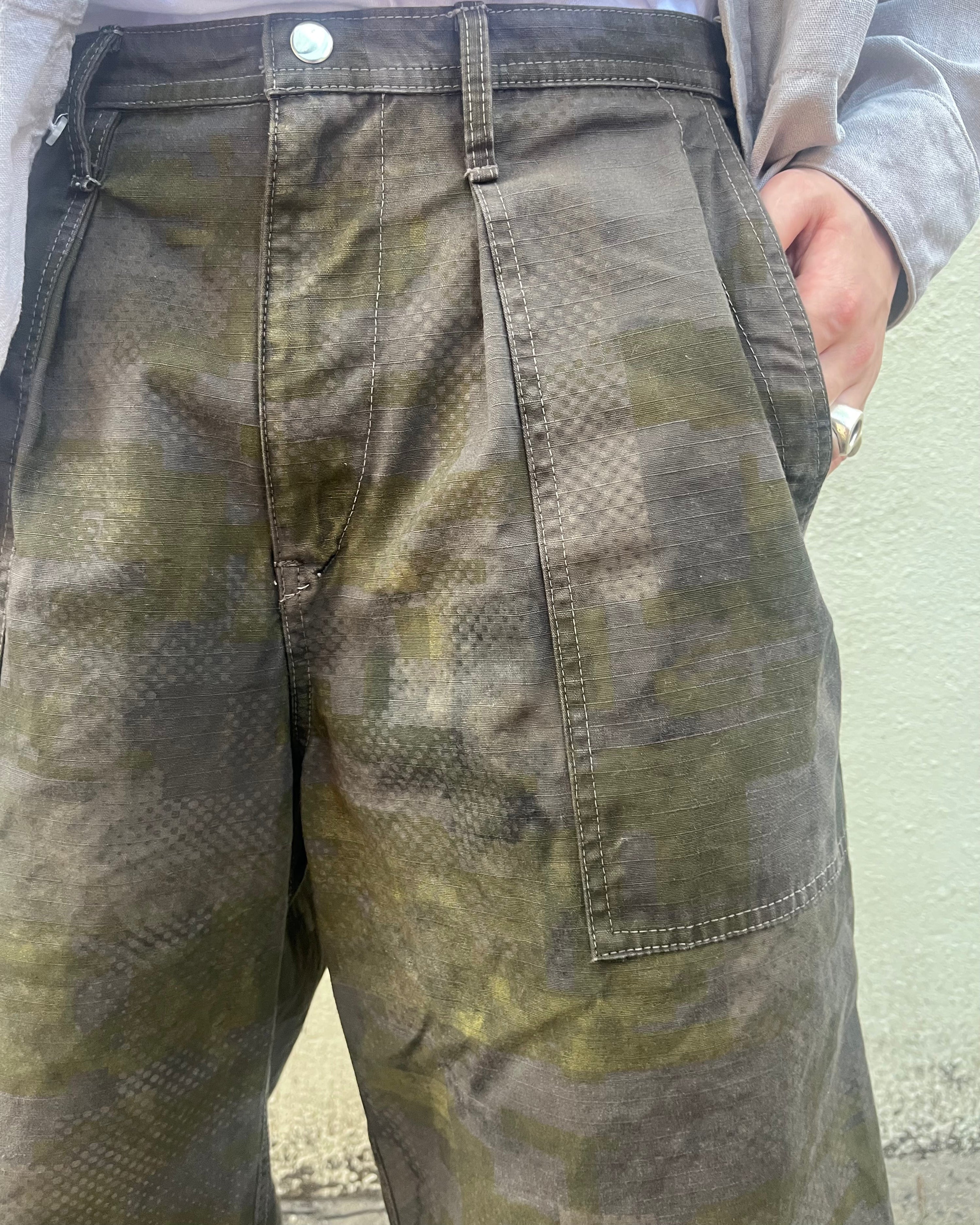 Long Shorts - Black Tea + Rust Dyed 2 Layer Digi-Camo Cotton Ripstop