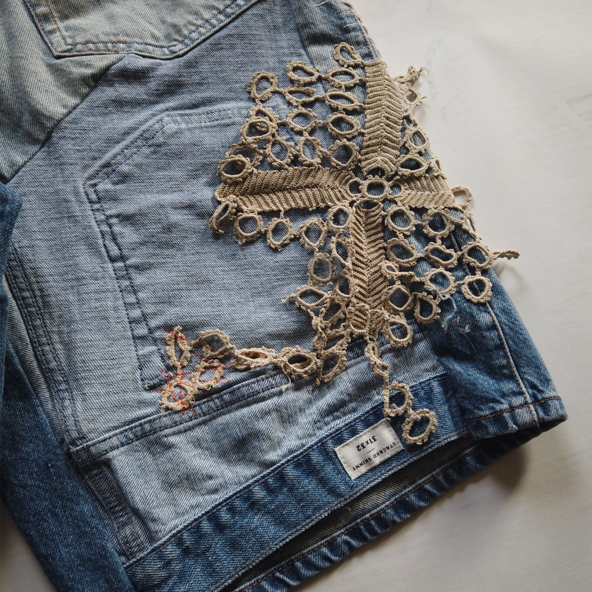 Patchwork Denim Shorts