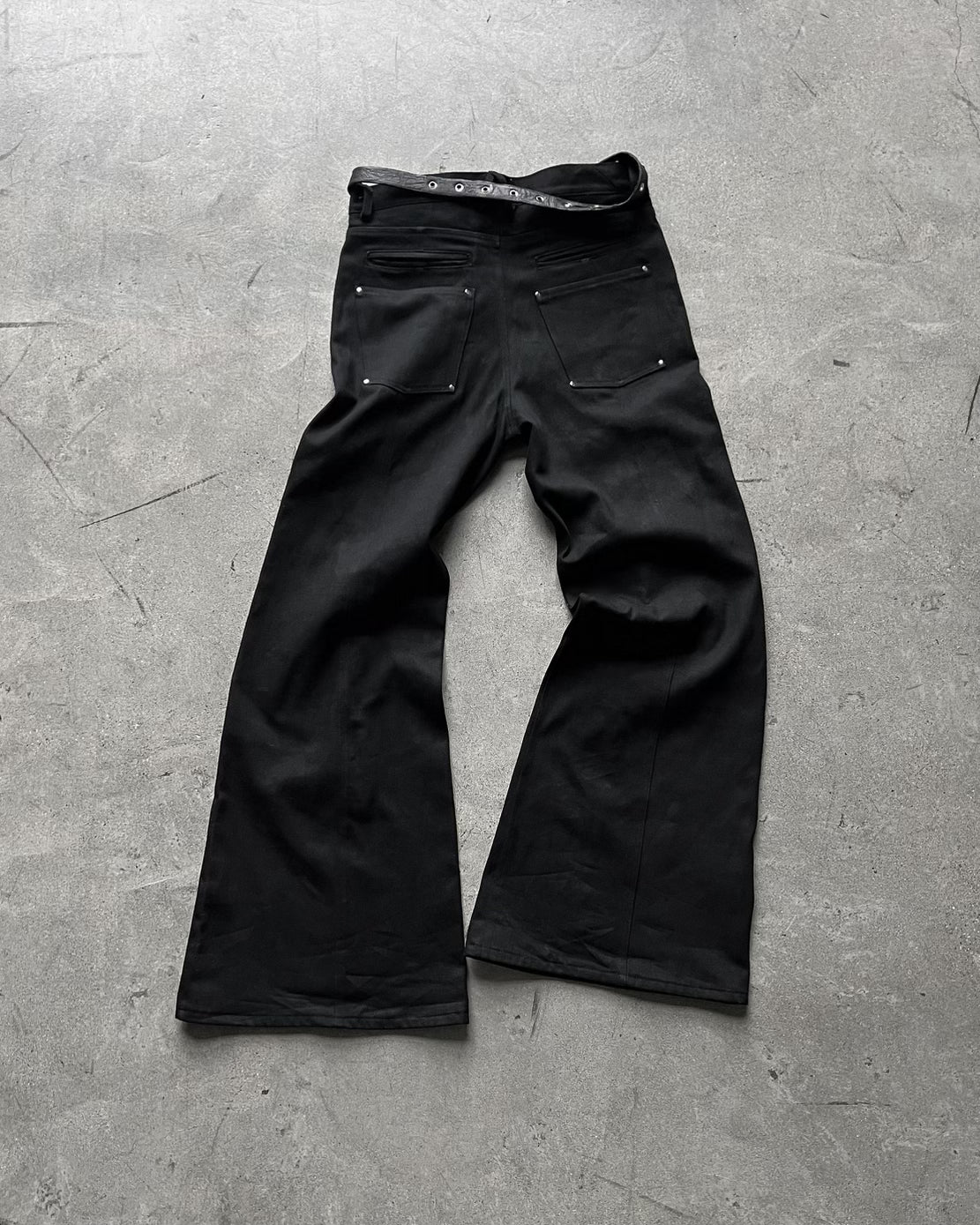 Studded Black Denim Cargo Pants