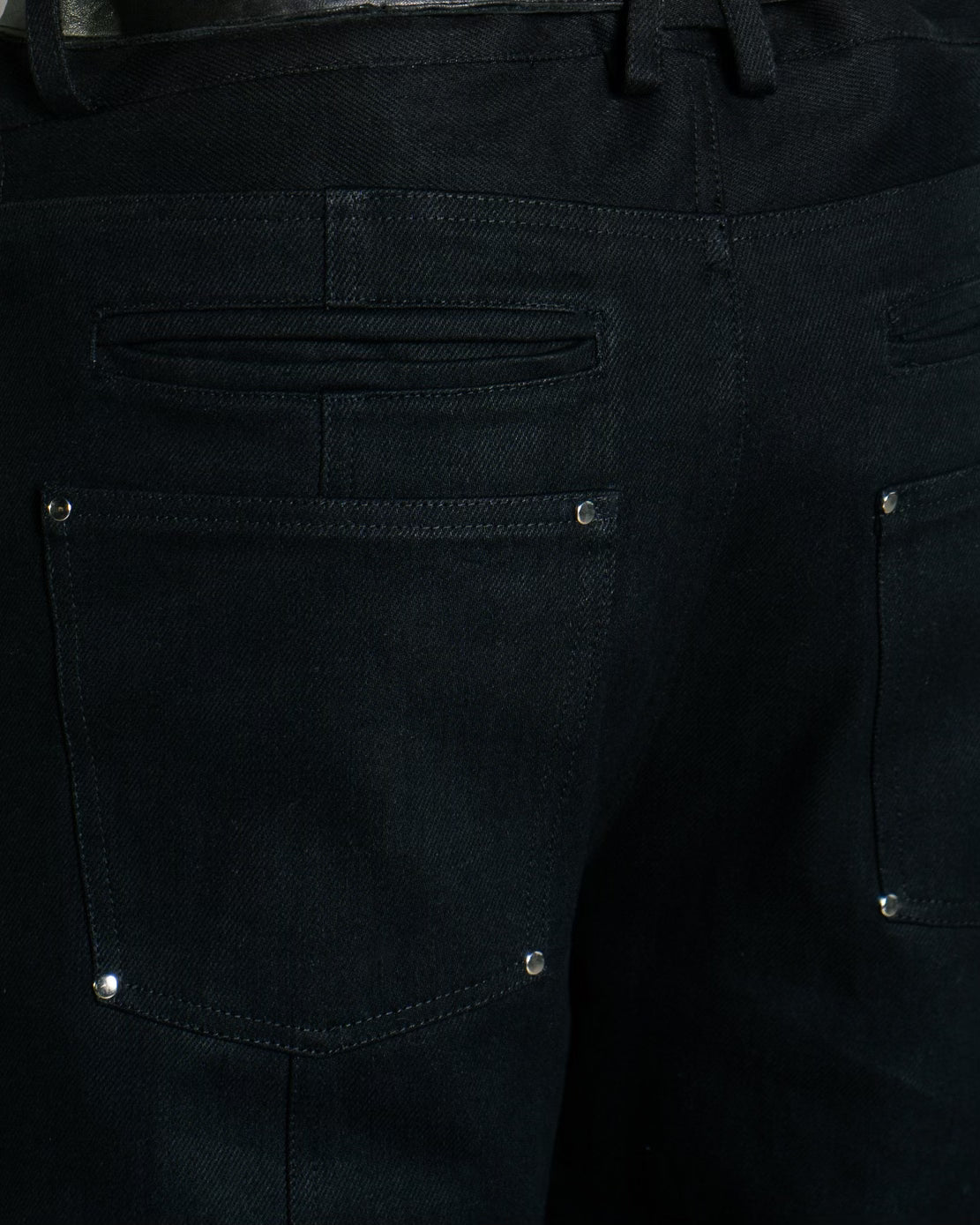 Studded Black Denim Cargo Pants