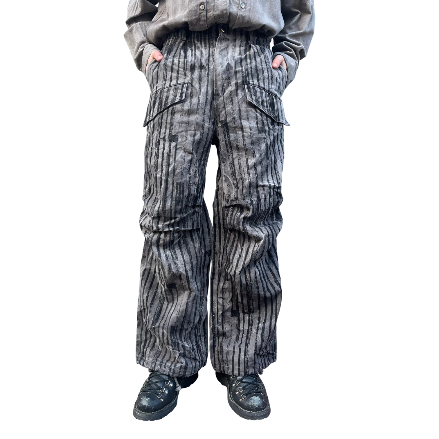 Utility Thwocket Pants - Acorn + Rust Dyed Stripe Denim