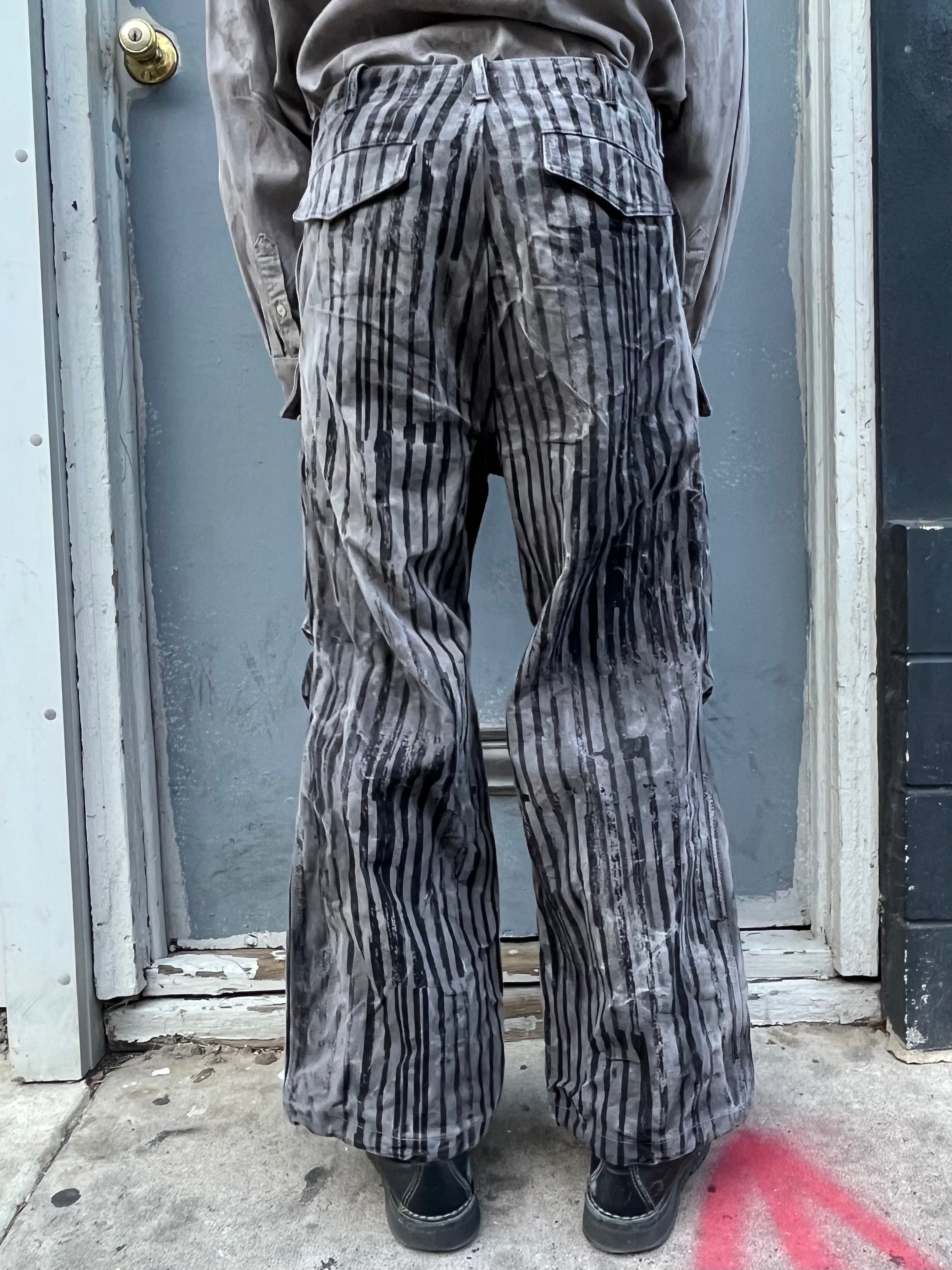 Utility Thwocket Pants - Acorn + Rust Dyed Stripe Denim