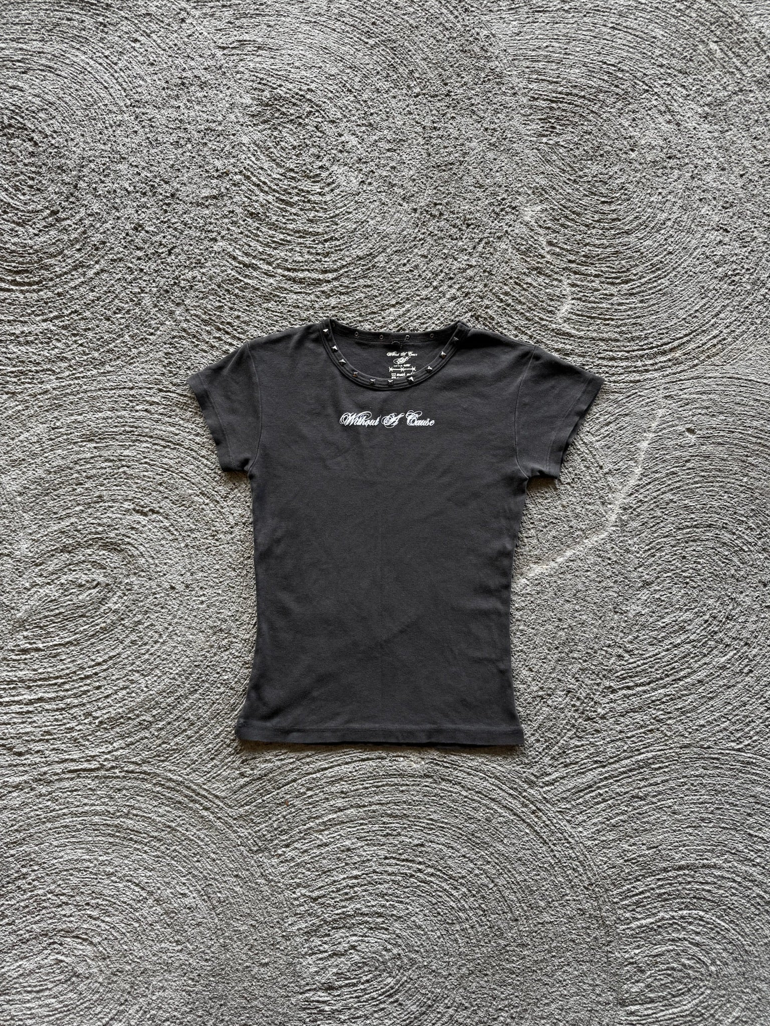 WITHOUT A CAUSE Studded Logo Baby Tee