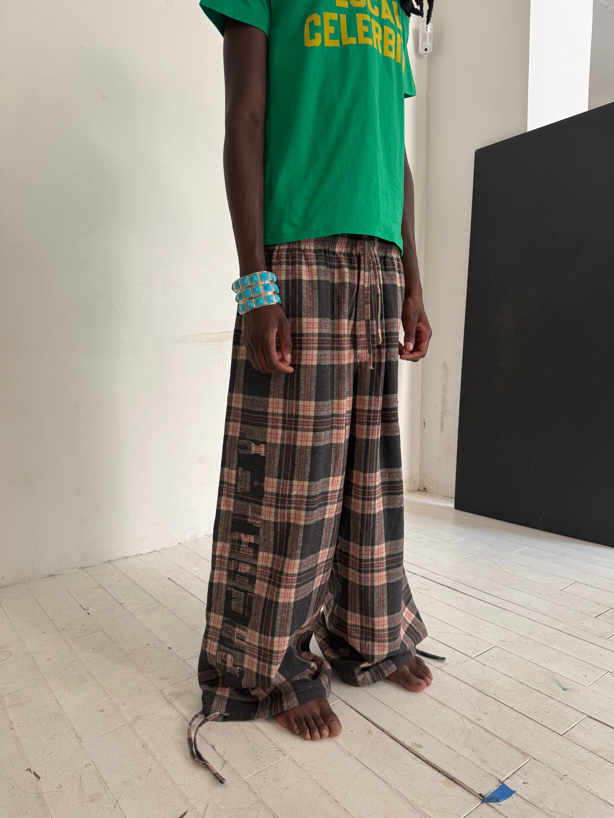 Prngrphy - Plaid Varsity Sweats (PINK/GREEN)
