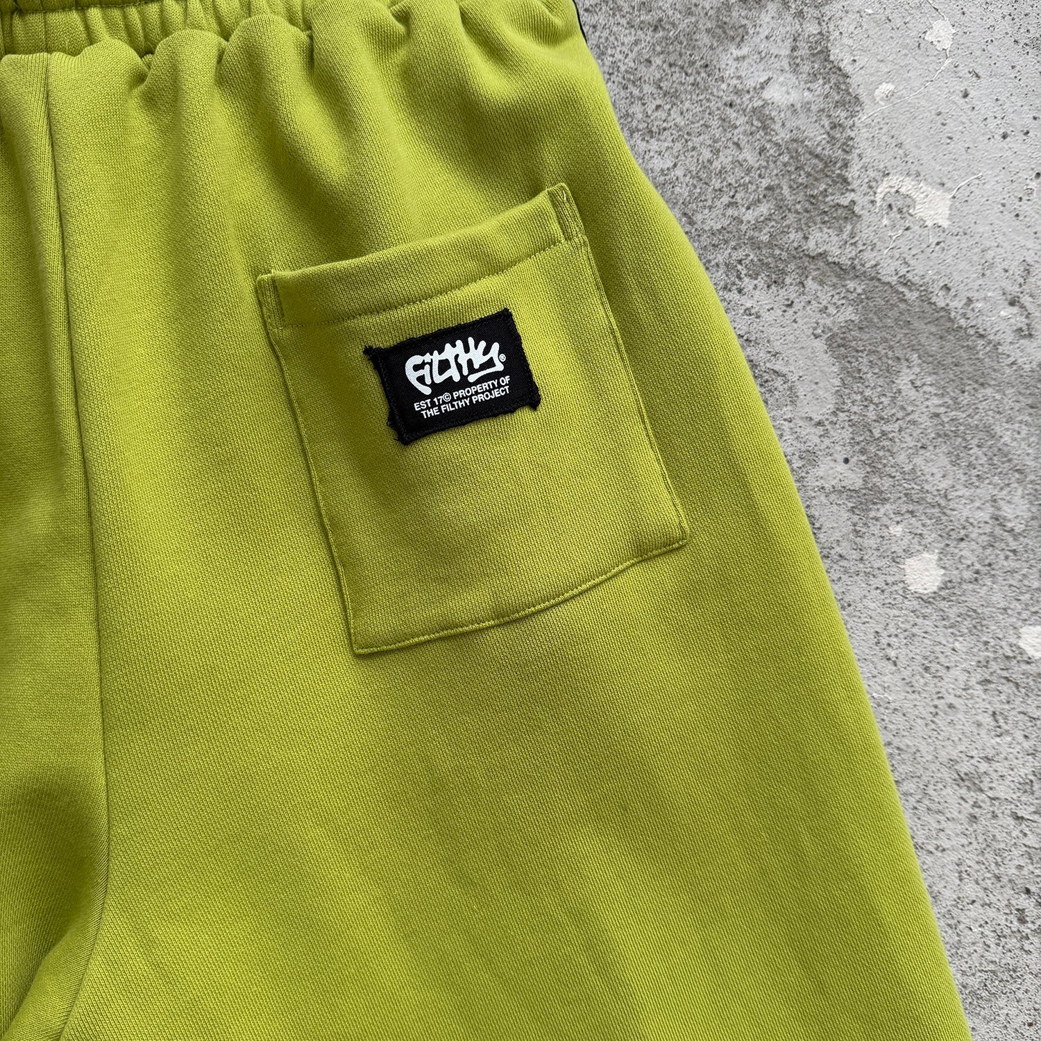 filthy® 17 varsity sweatshorts (lime)