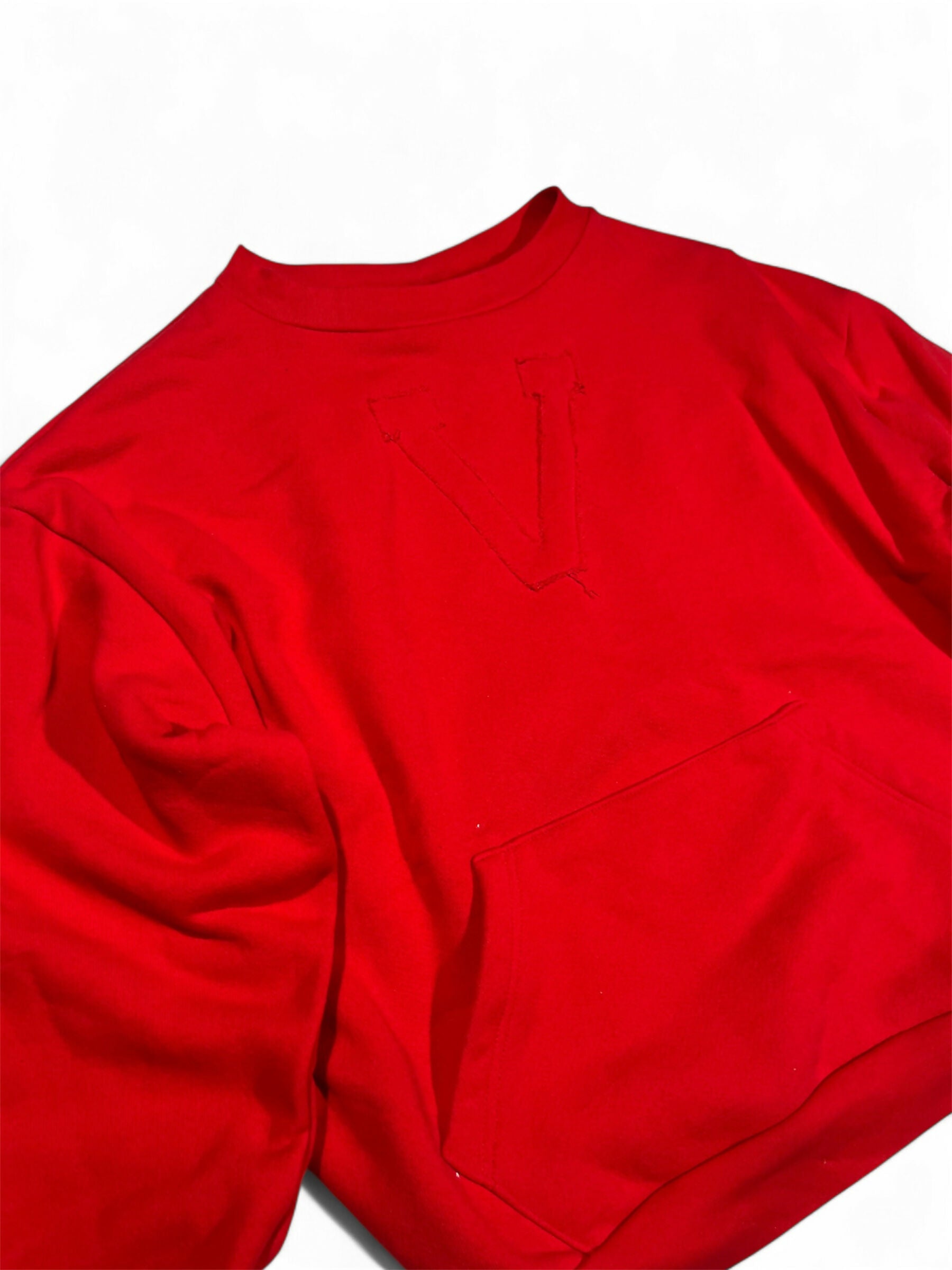 stitched “V” crewneck