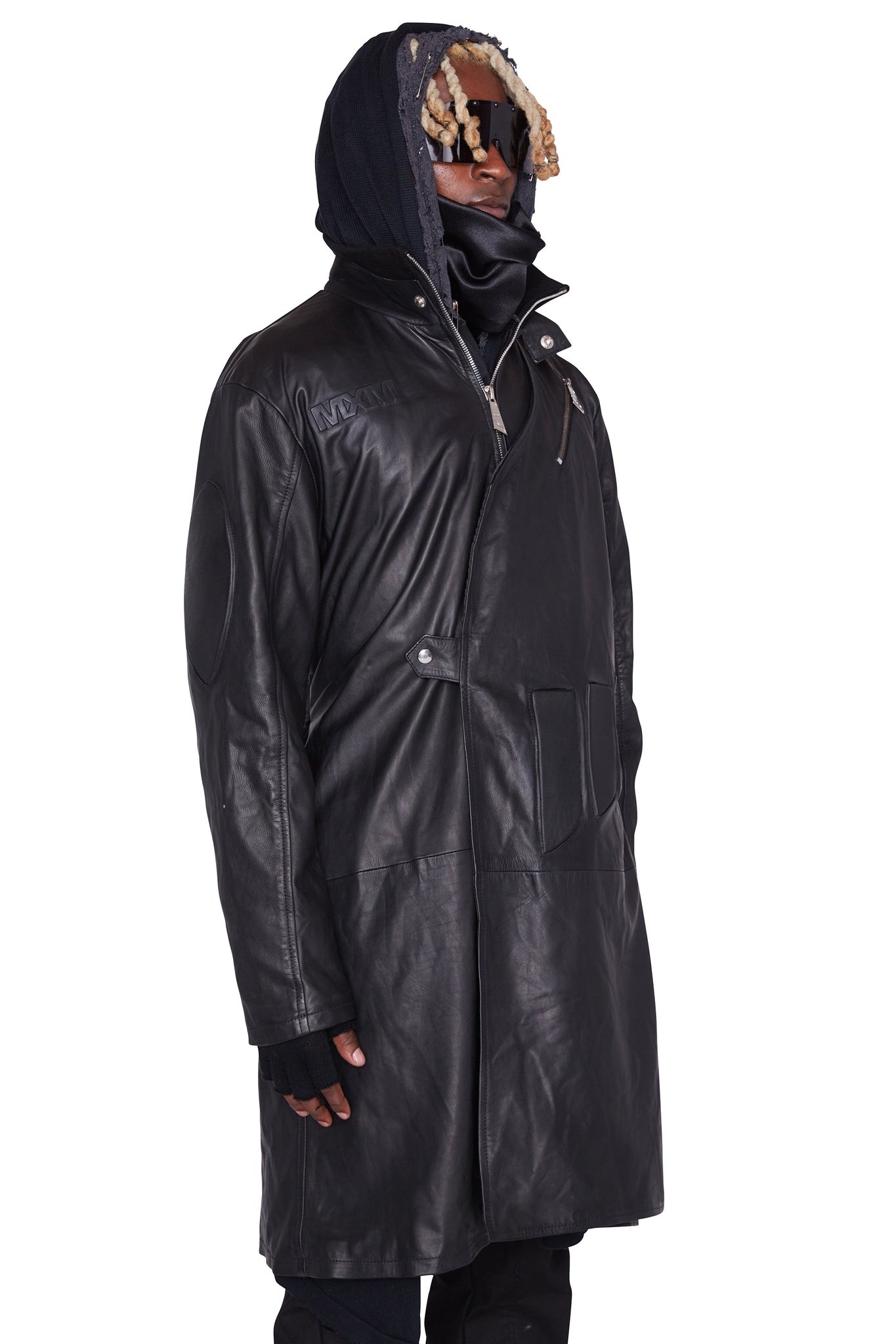 "Aswad" Leather Moto Trenchcoat