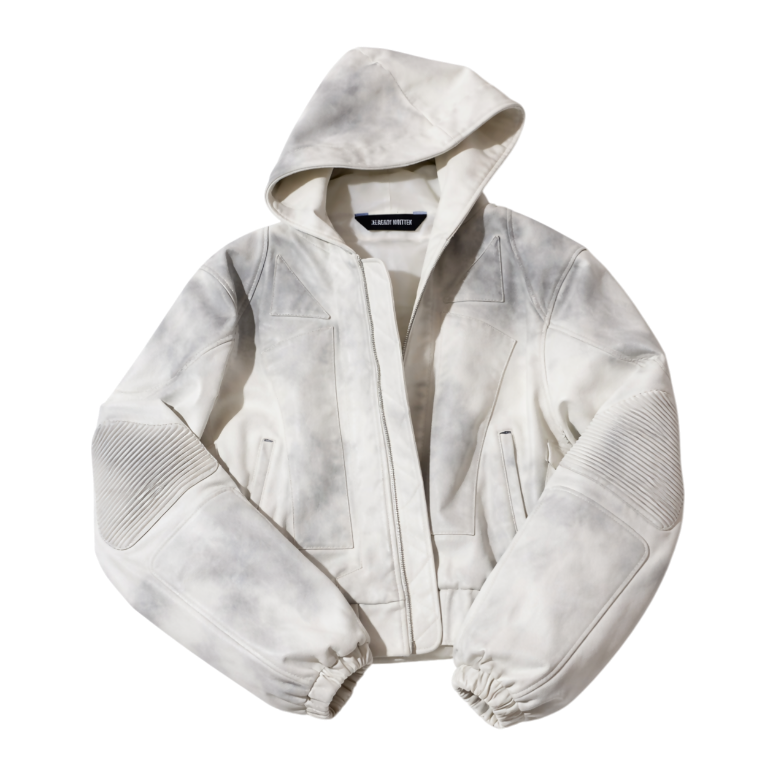 Dirt-White Leather Motobomber