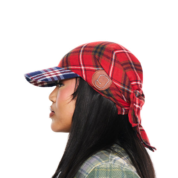 Hikage Tie Hat (RED/BLUE PLAID)