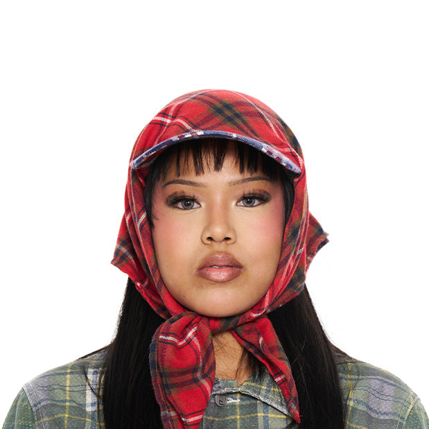 Hikage Tie Hat (RED/BLUE PLAID)