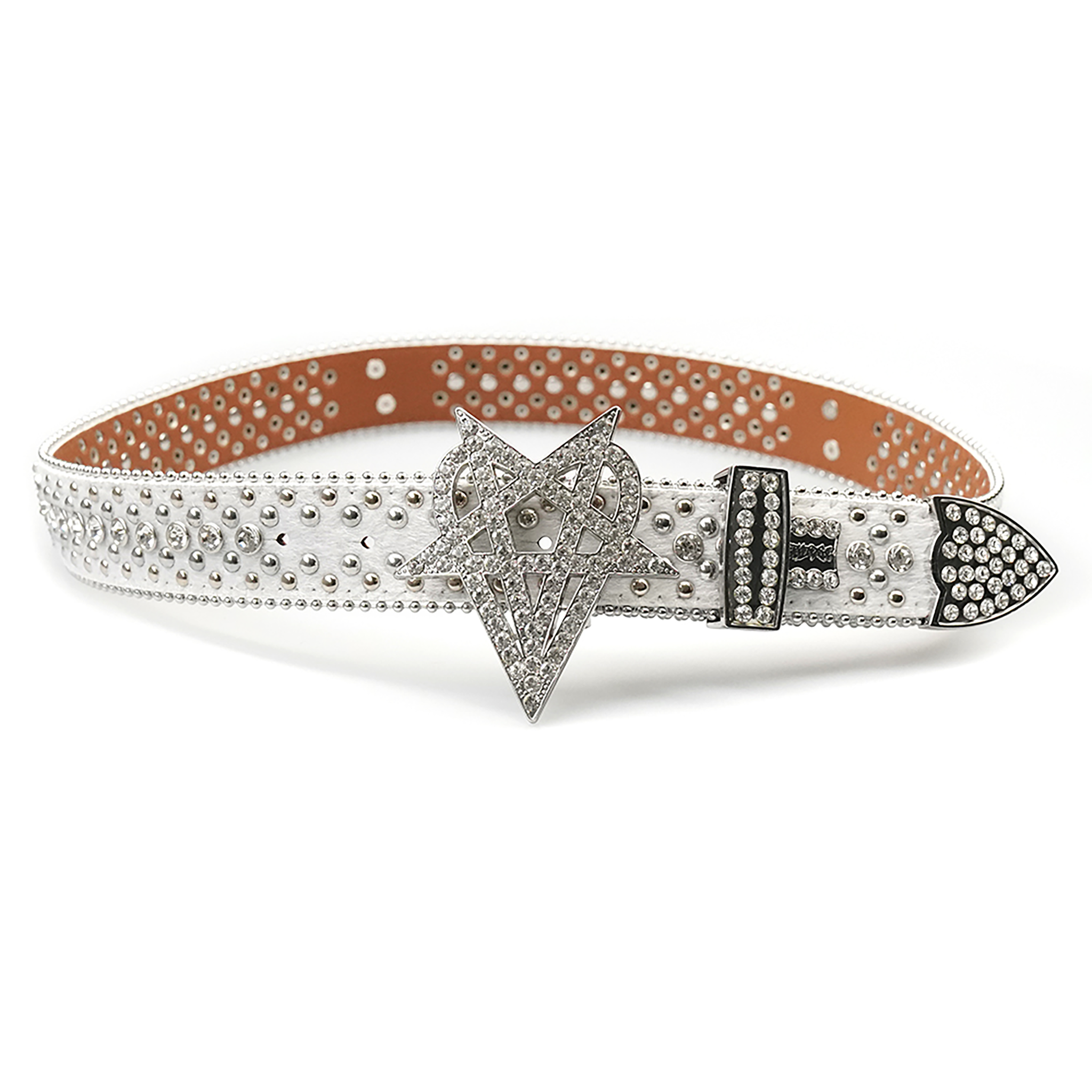 "OVD STUDDED BELT" - ANGEL WHITE