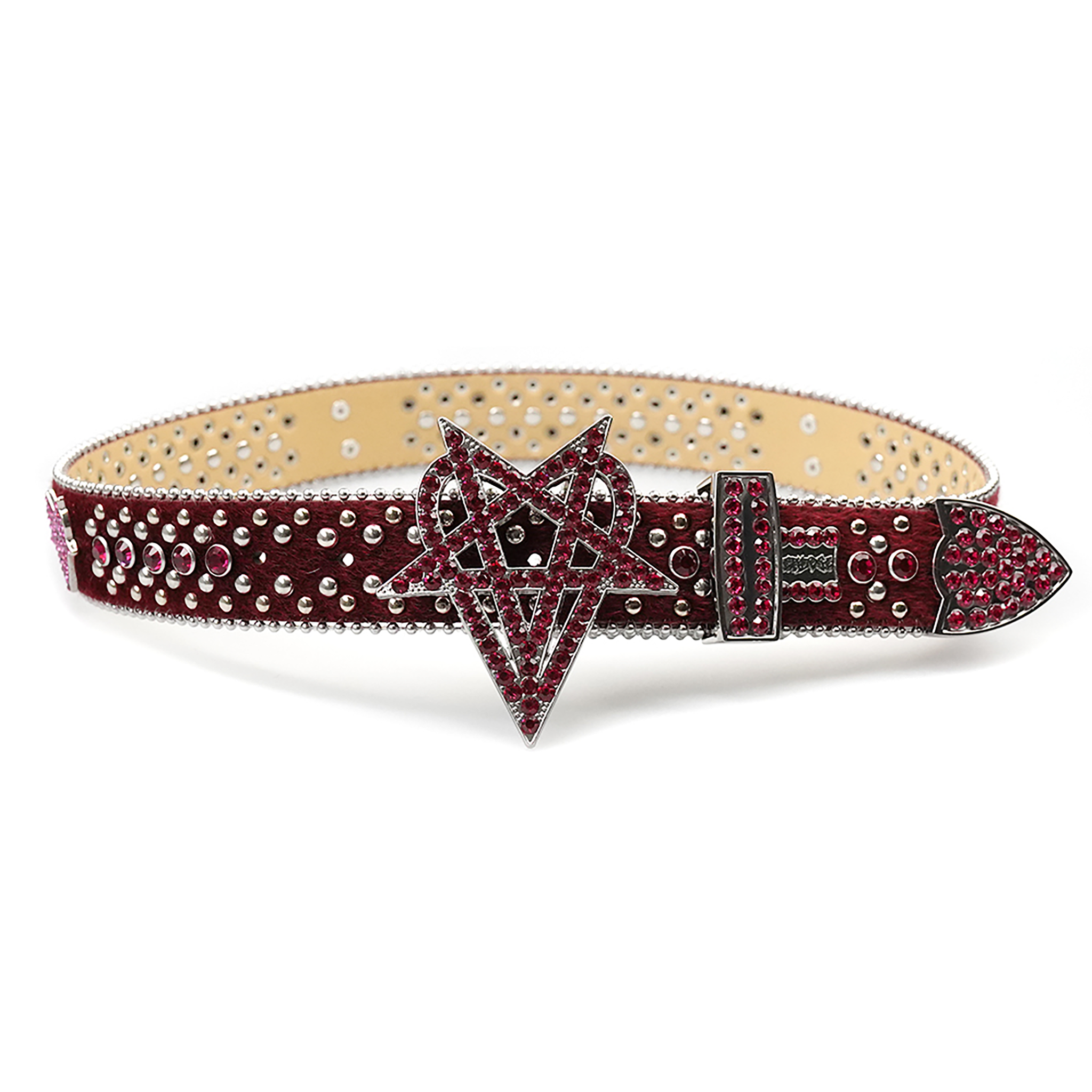 "OVD STUDDED BELT" - BLOOD RED