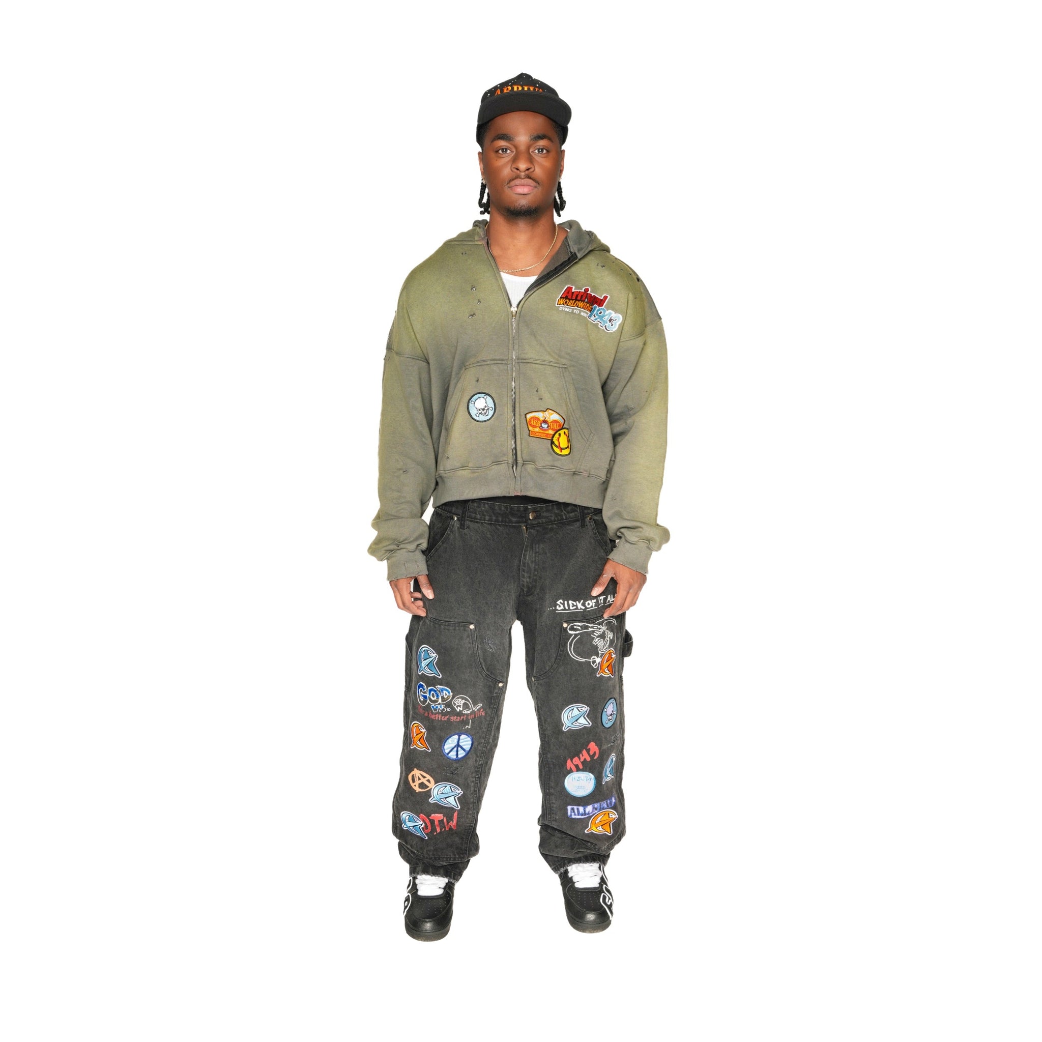 PATCHWORK DESTROYED ZIP UP