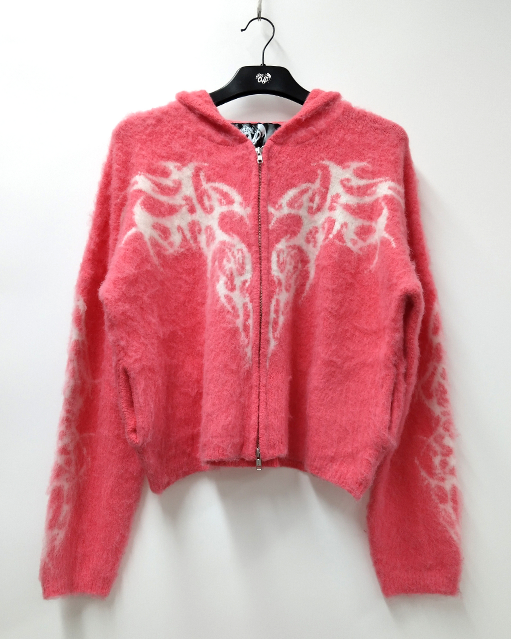 "DEATH & TEARS" MOHAIR ZIP - HOT PINK