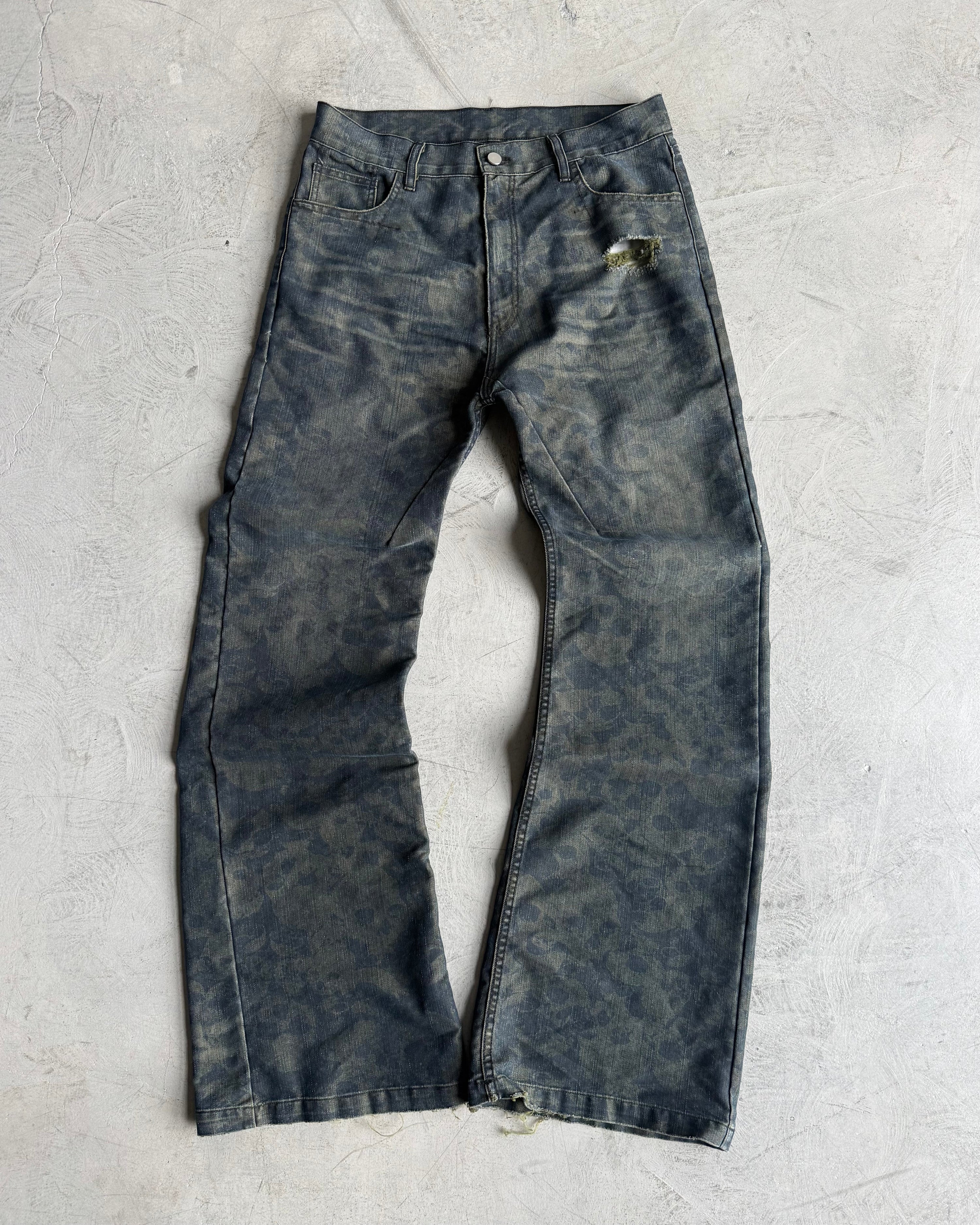 BASE O.1 "REBEL GREEN' SKULL DENIM