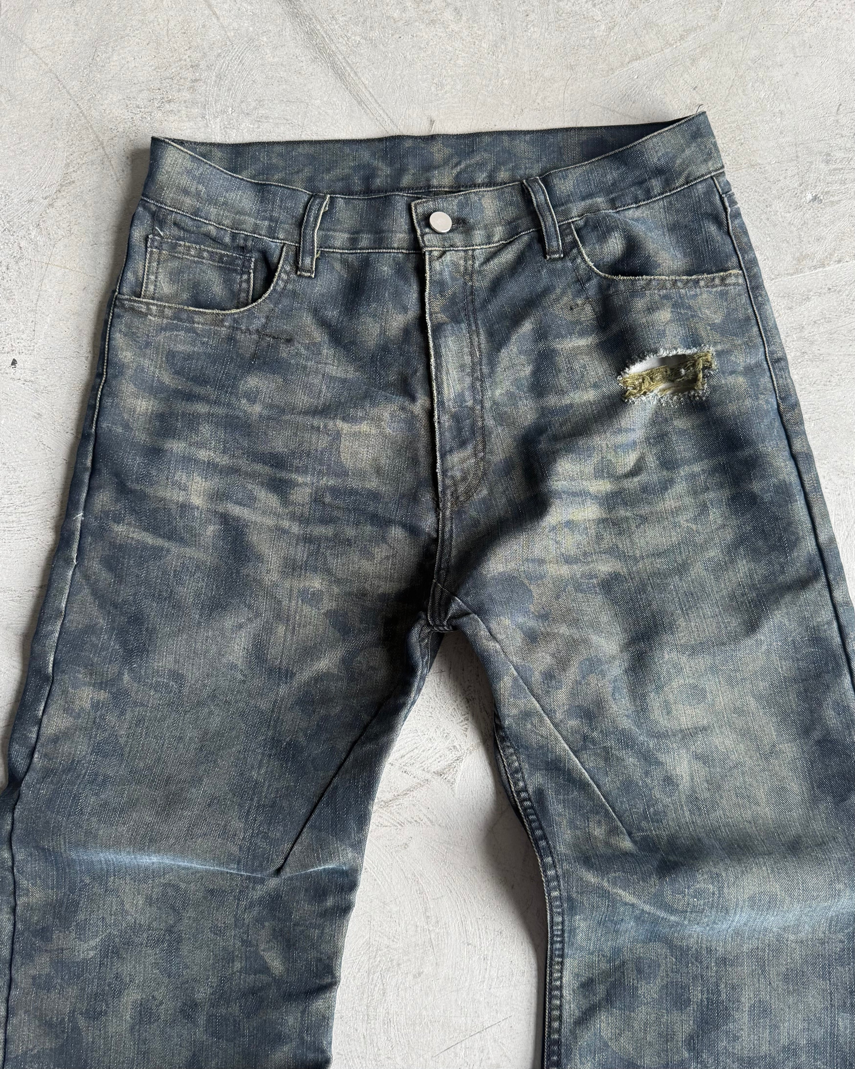 BASE O.1 "REBEL GREEN' SKULL DENIM