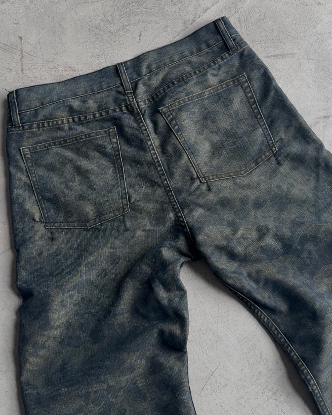 BASE O.1 "REBEL GREEN' SKULL DENIM