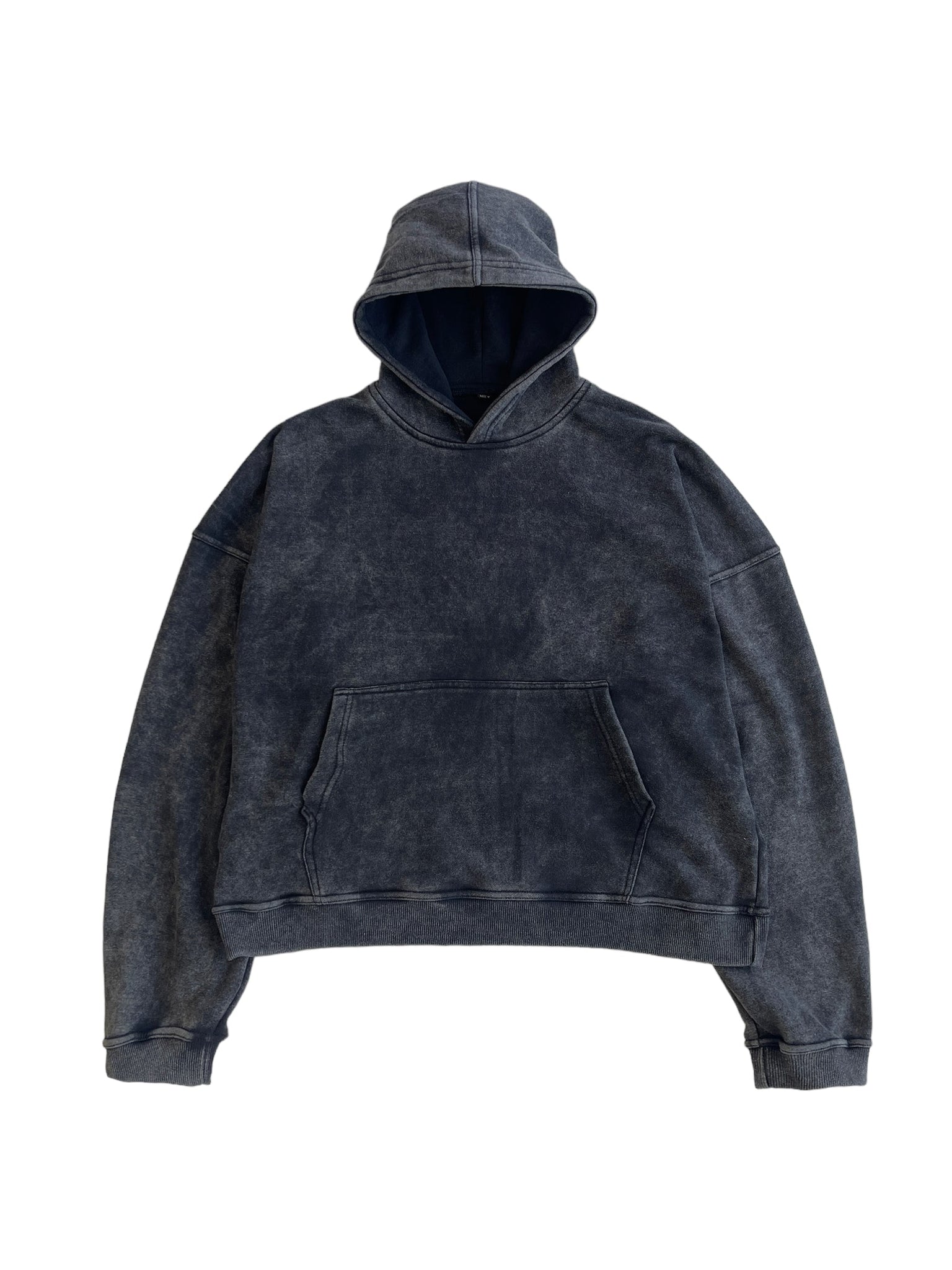 BOX HOODIE, BLACK VINTAGE WASH