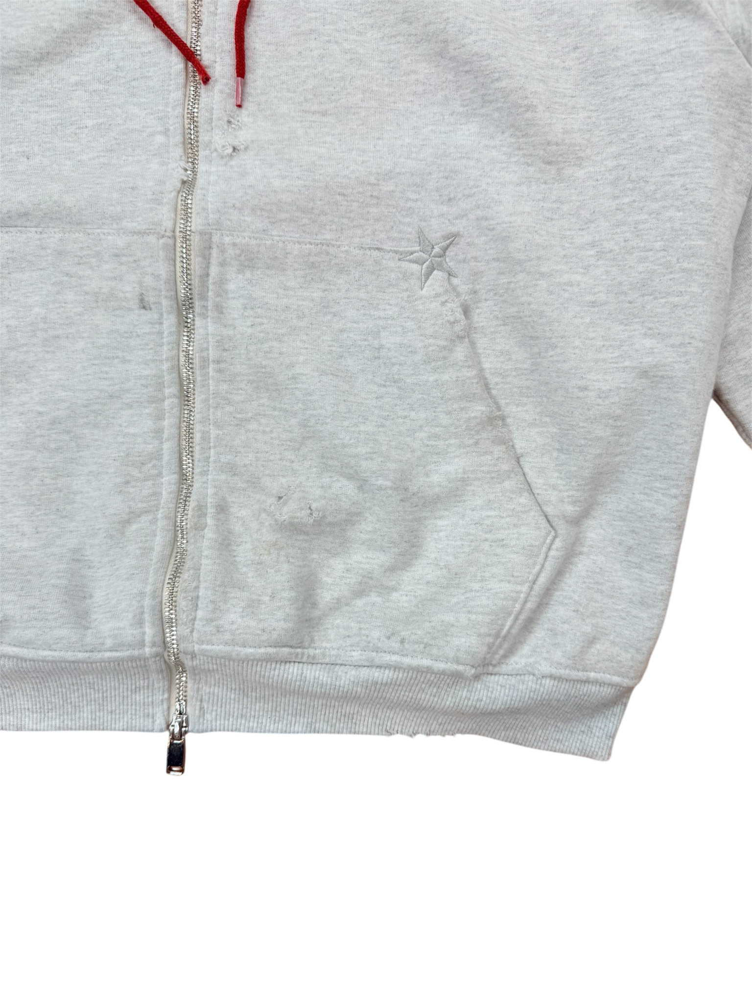 Distressed Zip Sweat