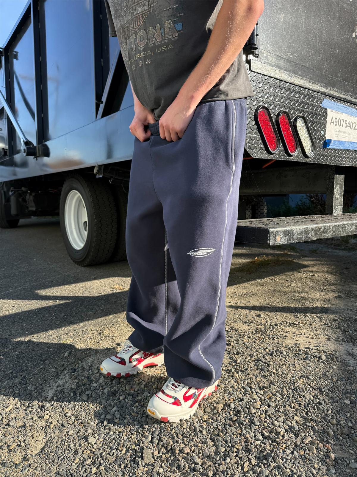 NAVY STITCH SWEATS
