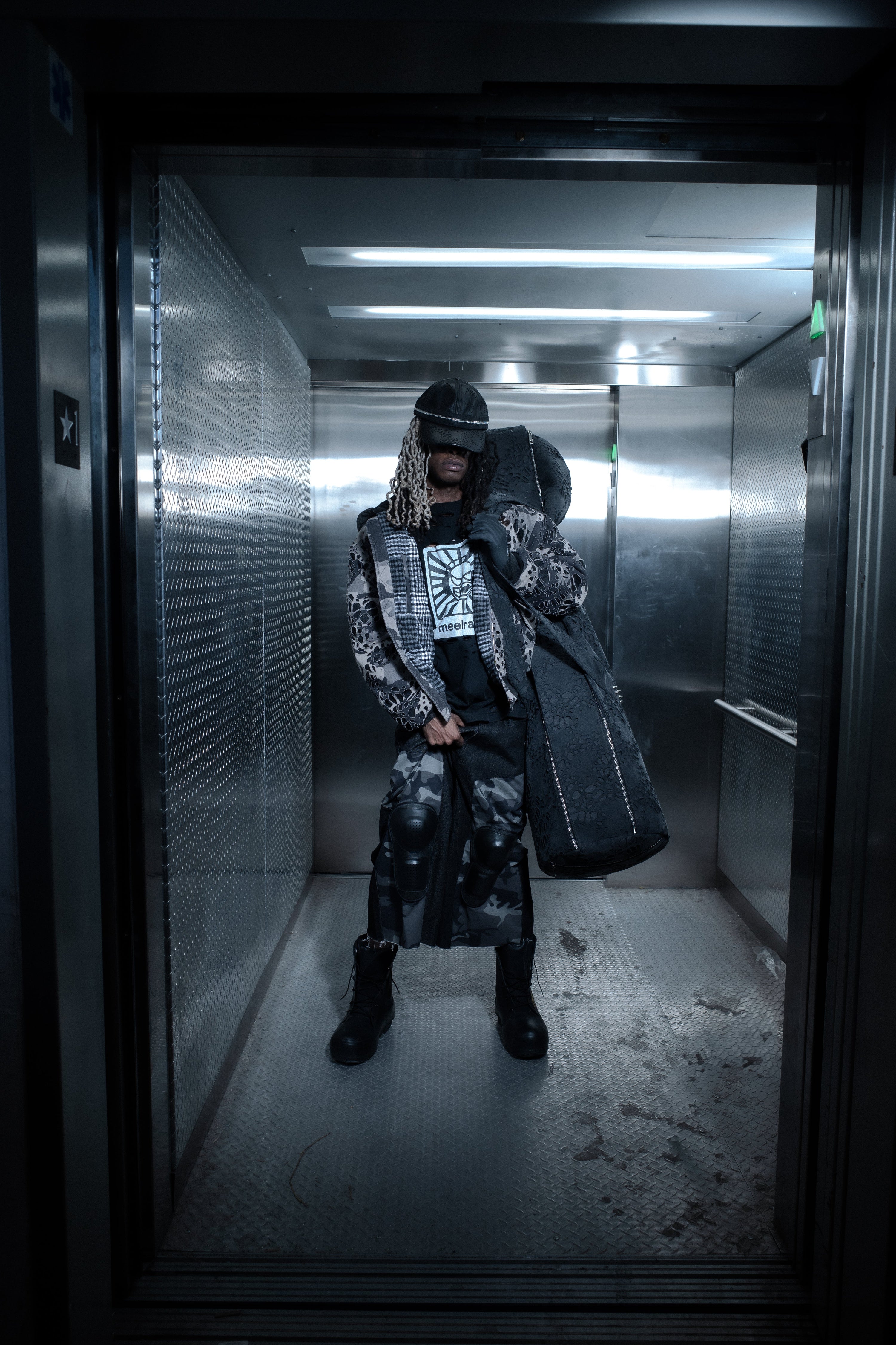 BL MUDCAMO BURNEDWEB DENIM BOMBER (Medium)