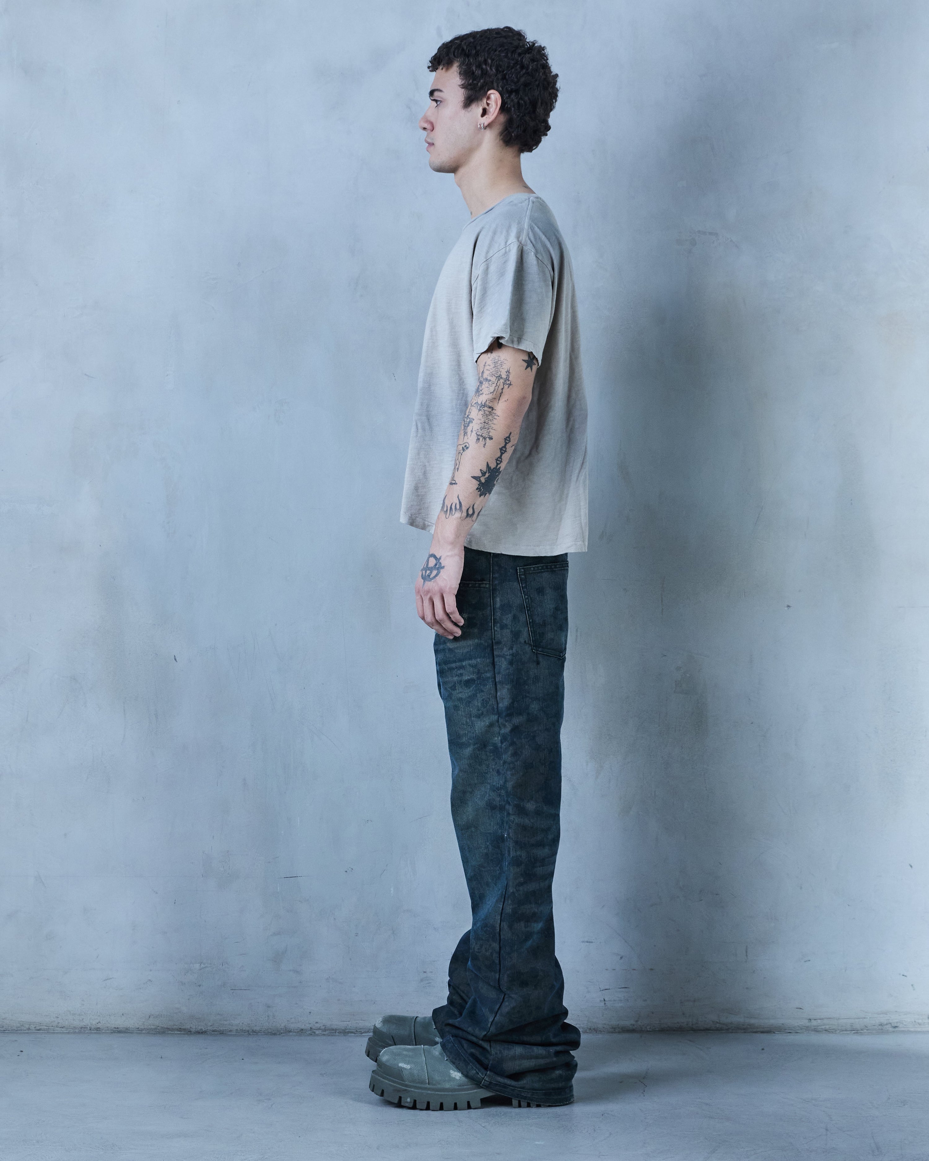 BASE O.1 "REBEL GREEN' SKULL DENIM