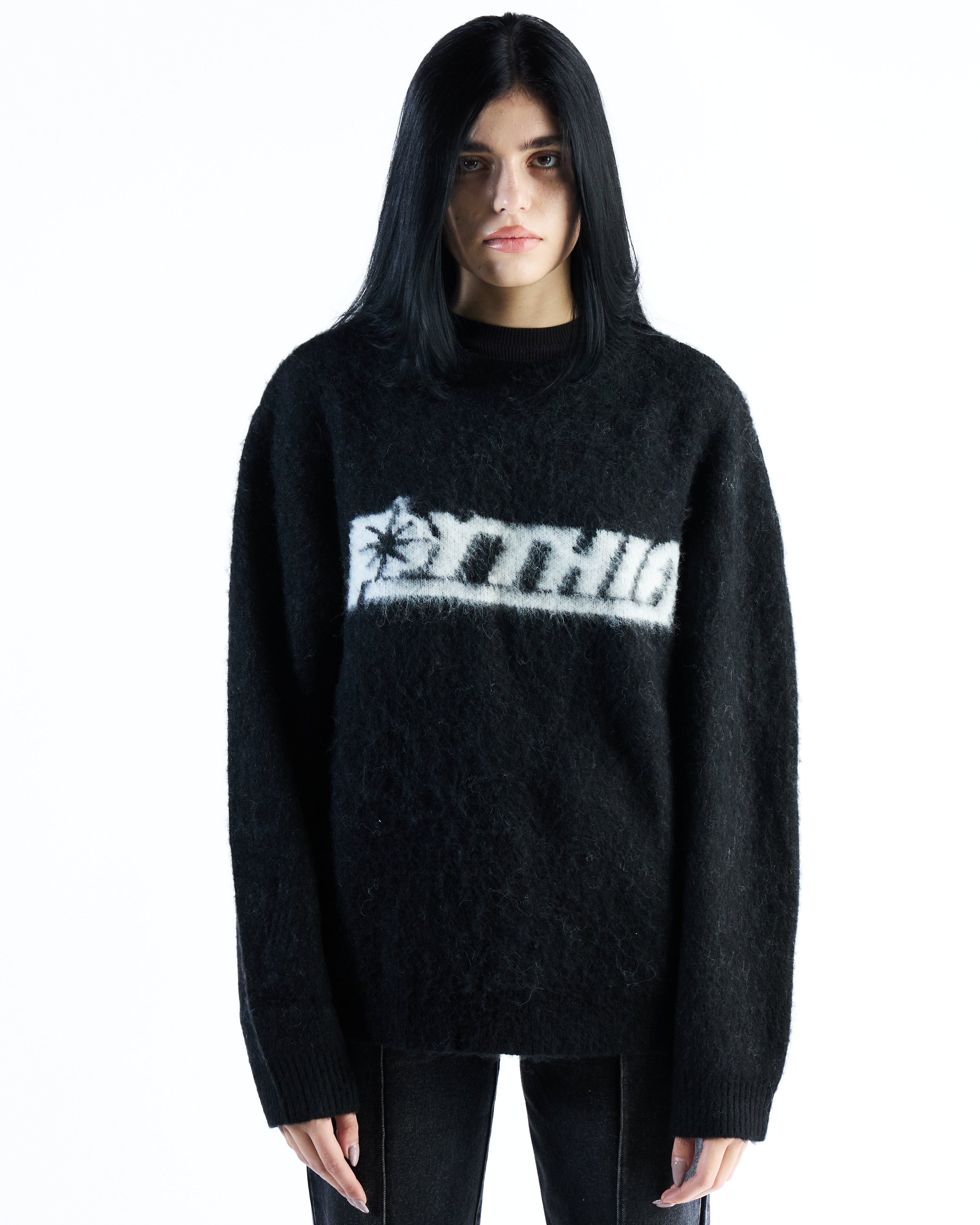 MOHAIR KNIT SWEATER - CHARCOAL