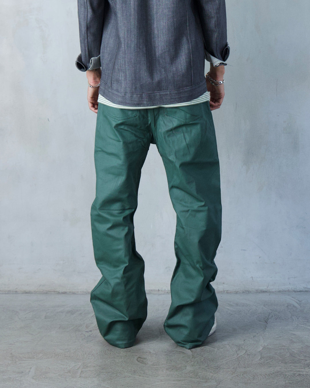 BASE .01 'EMERALD GREEN' COATED DENIM