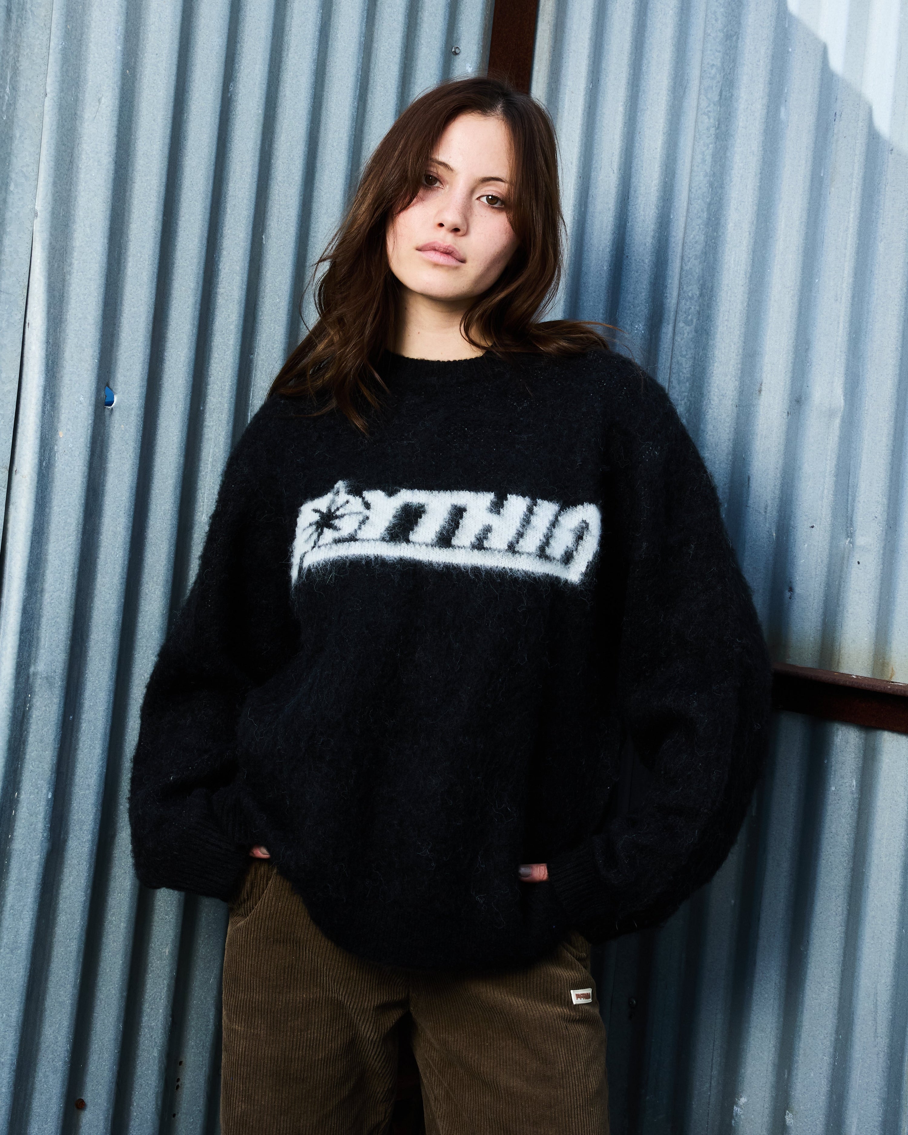 MOHAIR KNIT SWEATER - CHARCOAL