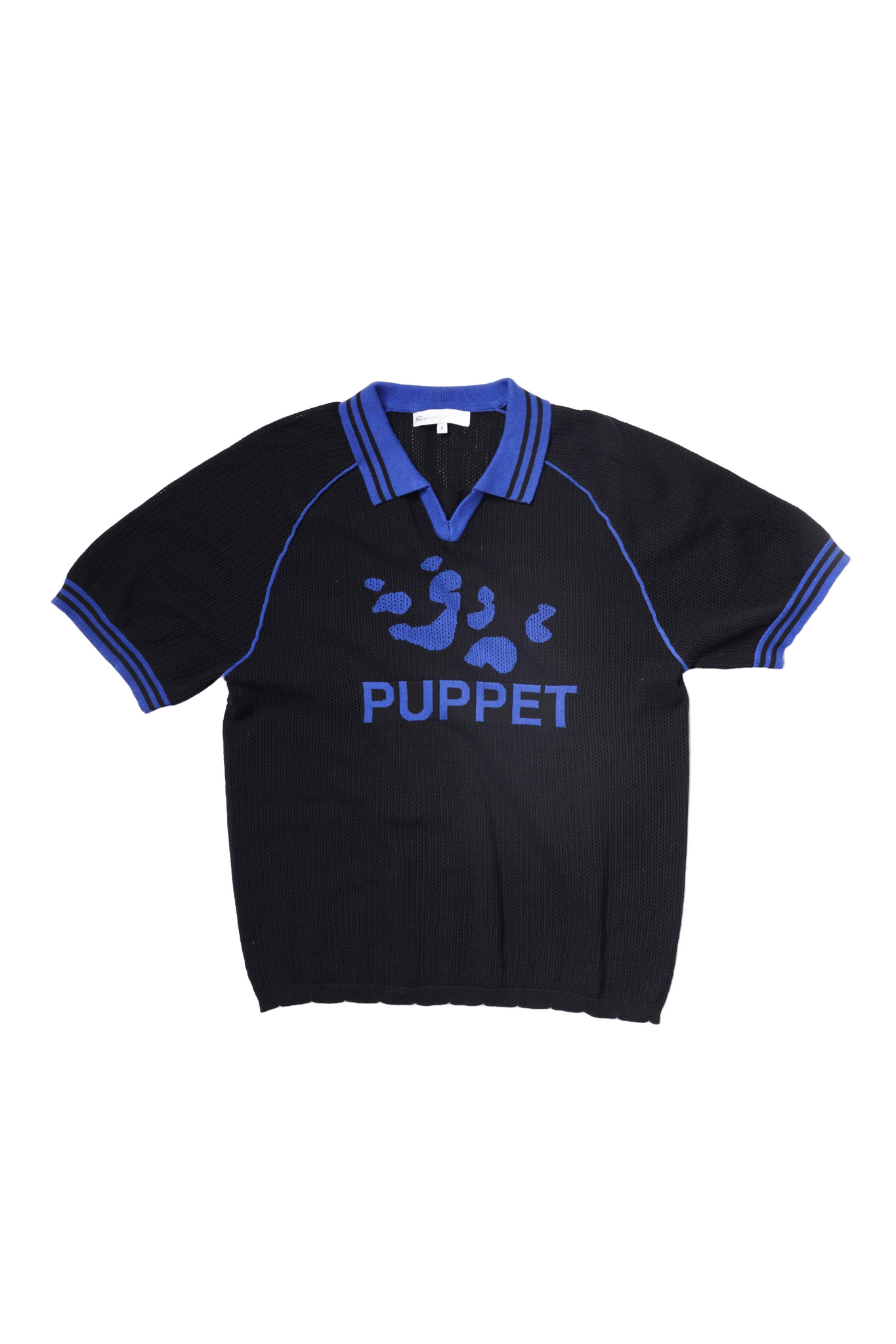 Puppet Knit Jersey in Piano Black and Chelsea Blue