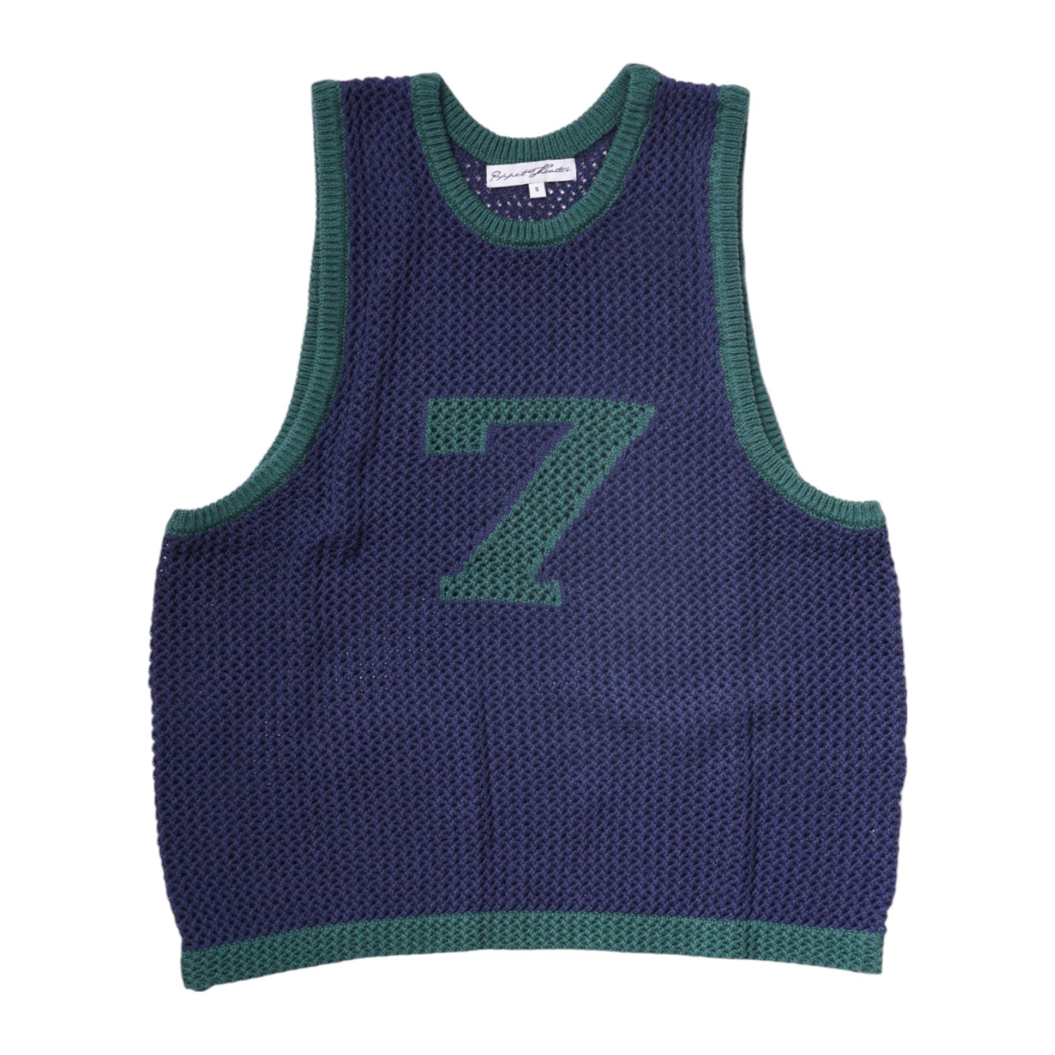 Naive Gauge Knit Vest in Moss/Midnight