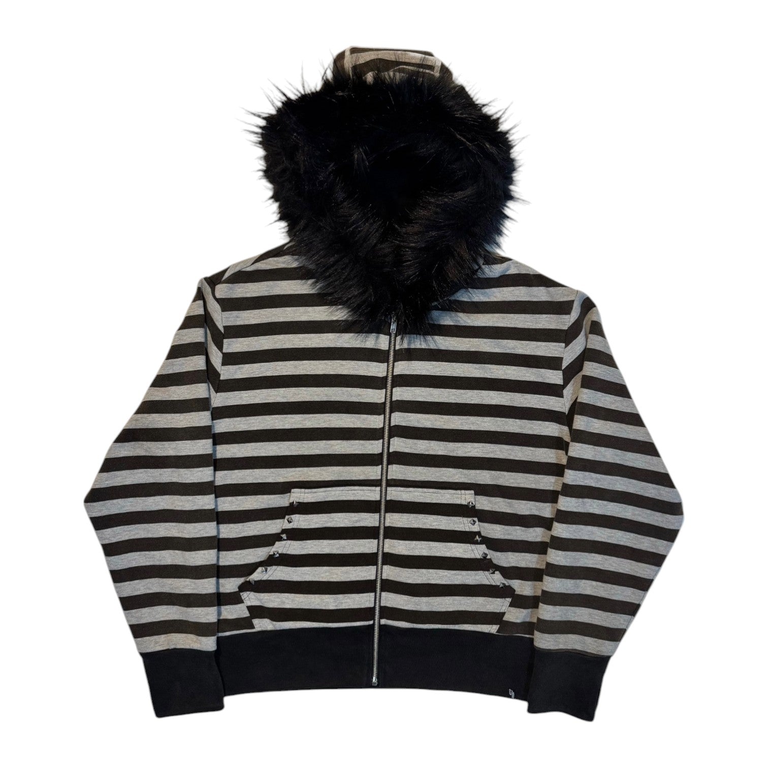 STRIPED FUR ZIP