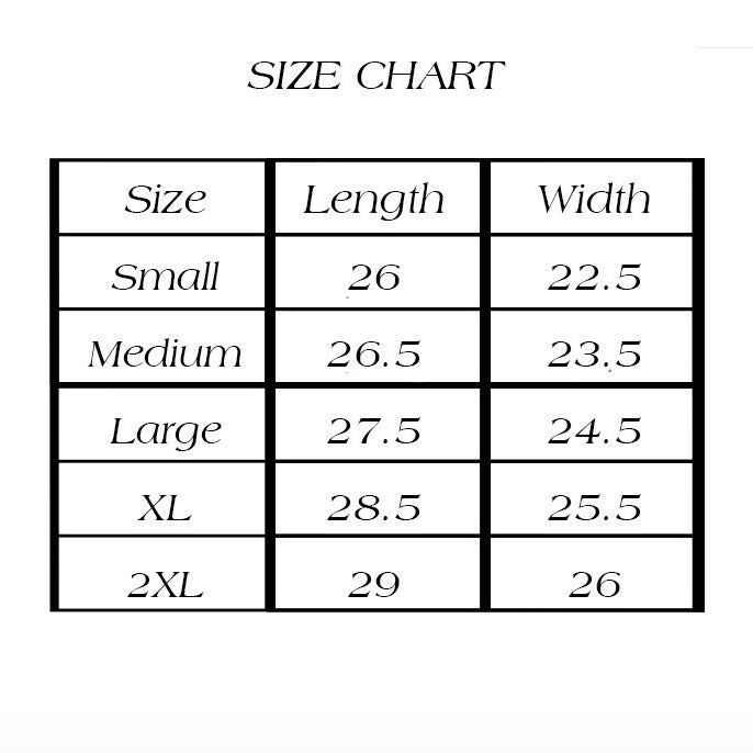 new tee size chart