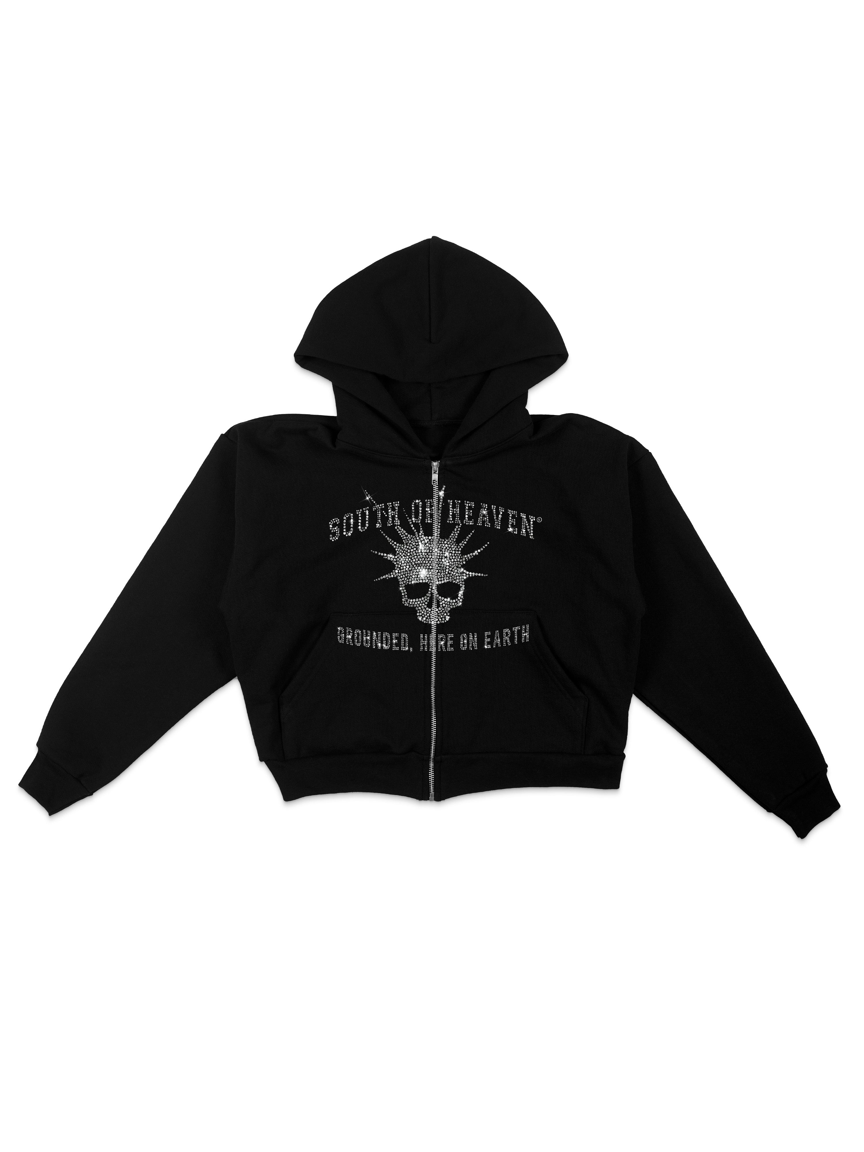 SKULLY - Heavyweight Rhinestone Zip-Up Hoodie