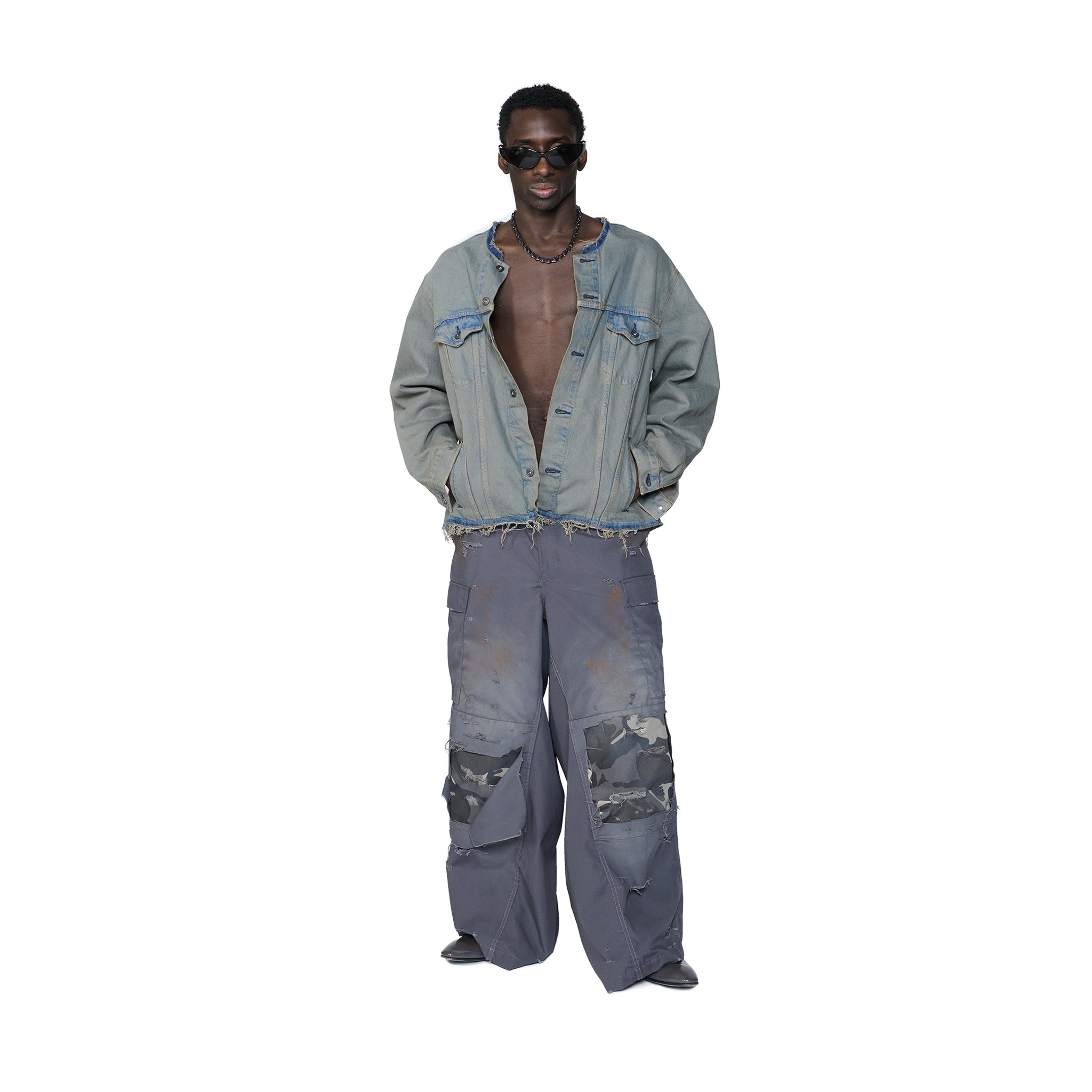 DESTROYED SHADOW DOUBLE KNEE CARGO PANTS