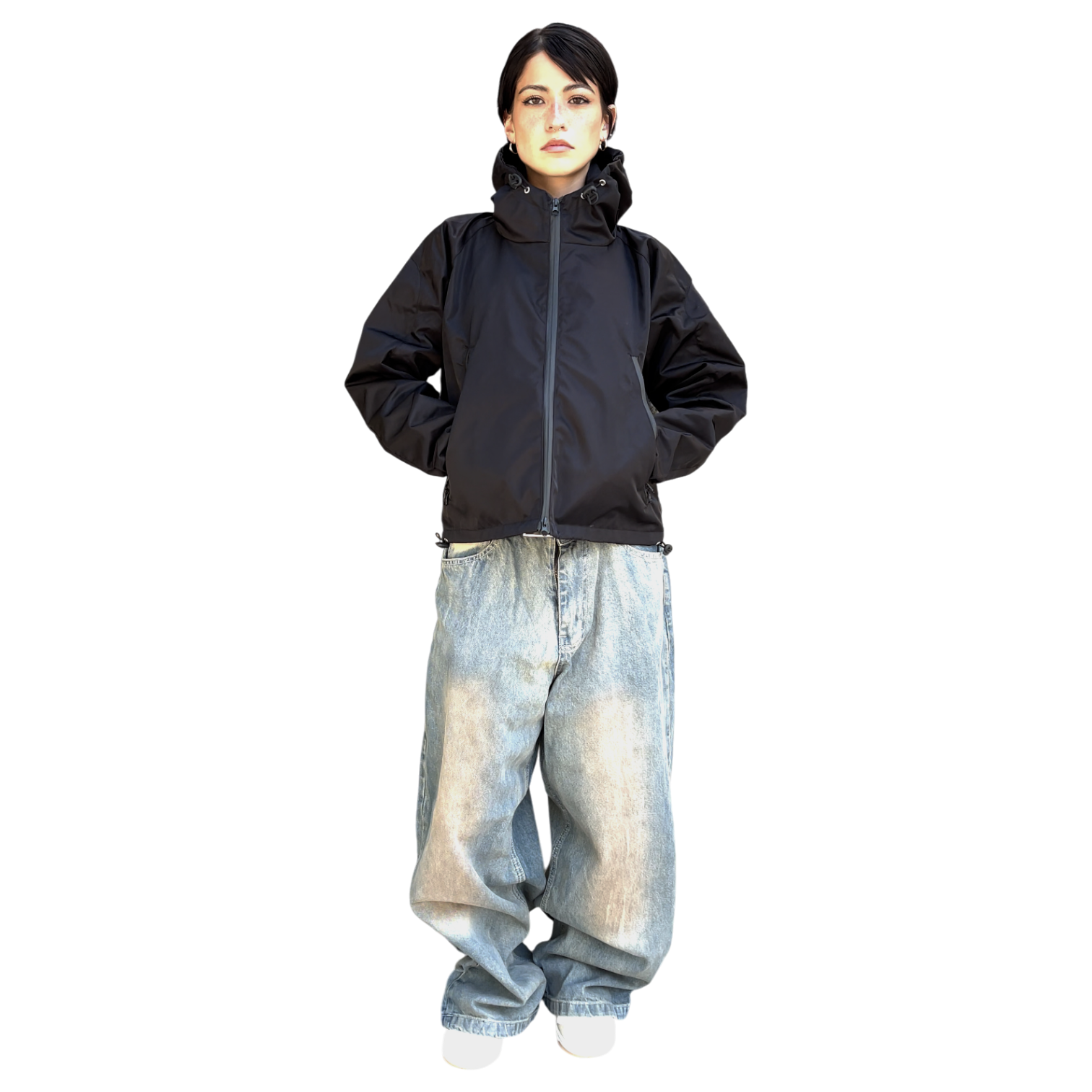 WOMEN'S CROPPED SHELL JACKET, BLACK