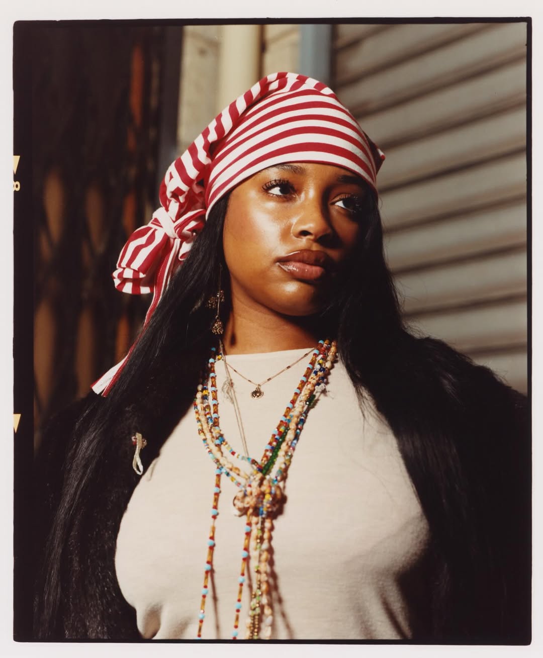 STRIPED TIE BEANIE RED/WHITE